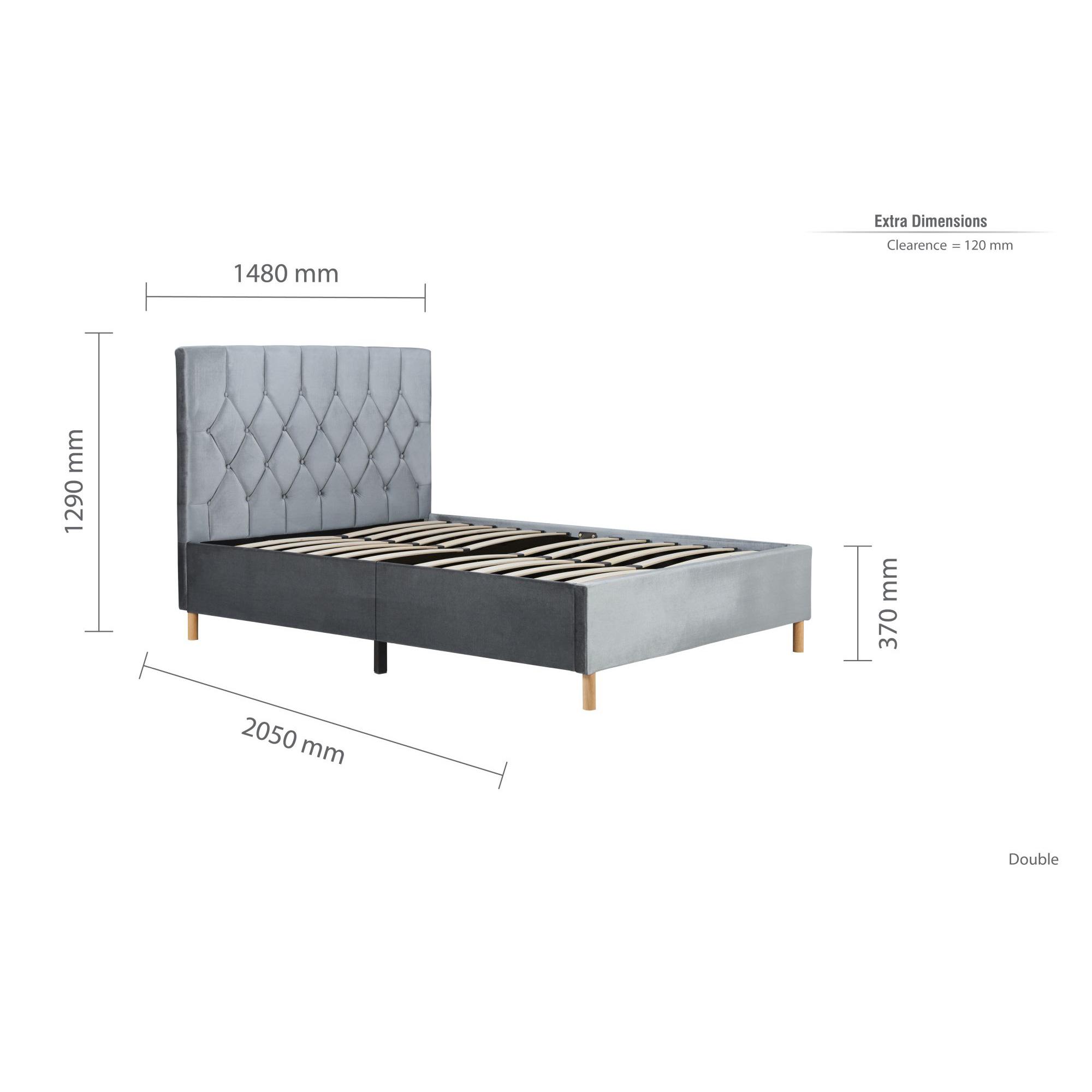 Loxley Bed - Dark Grey Fabric - Sizes Available