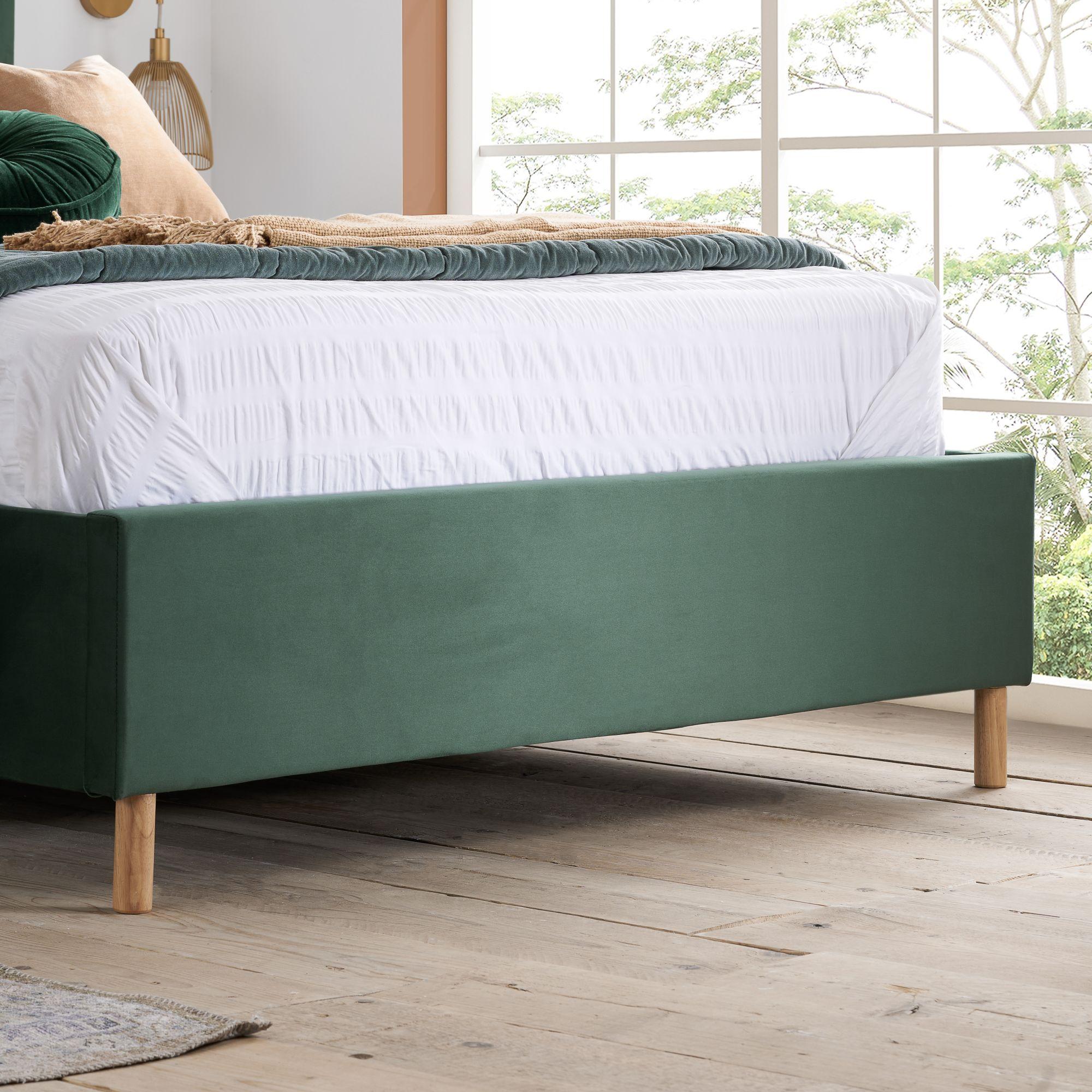 Loxley Ottoman Storage Bed - Green Fabric - Sizes Available