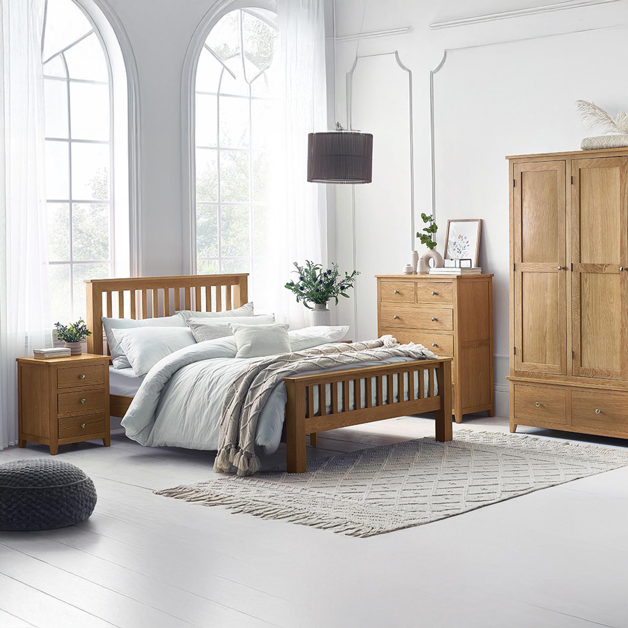 Mallory Slatted Bed - Oak - Sizes Available