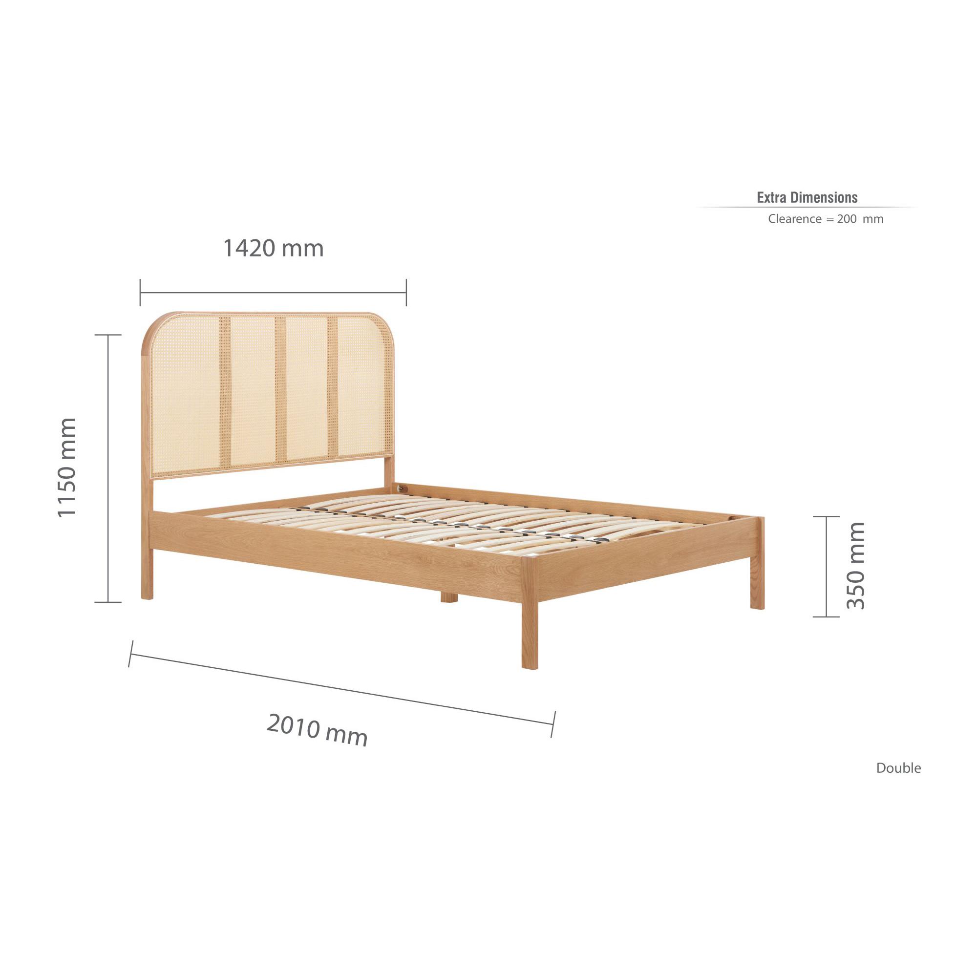 Margot Bed - Oak and Rattan - Sizes Available