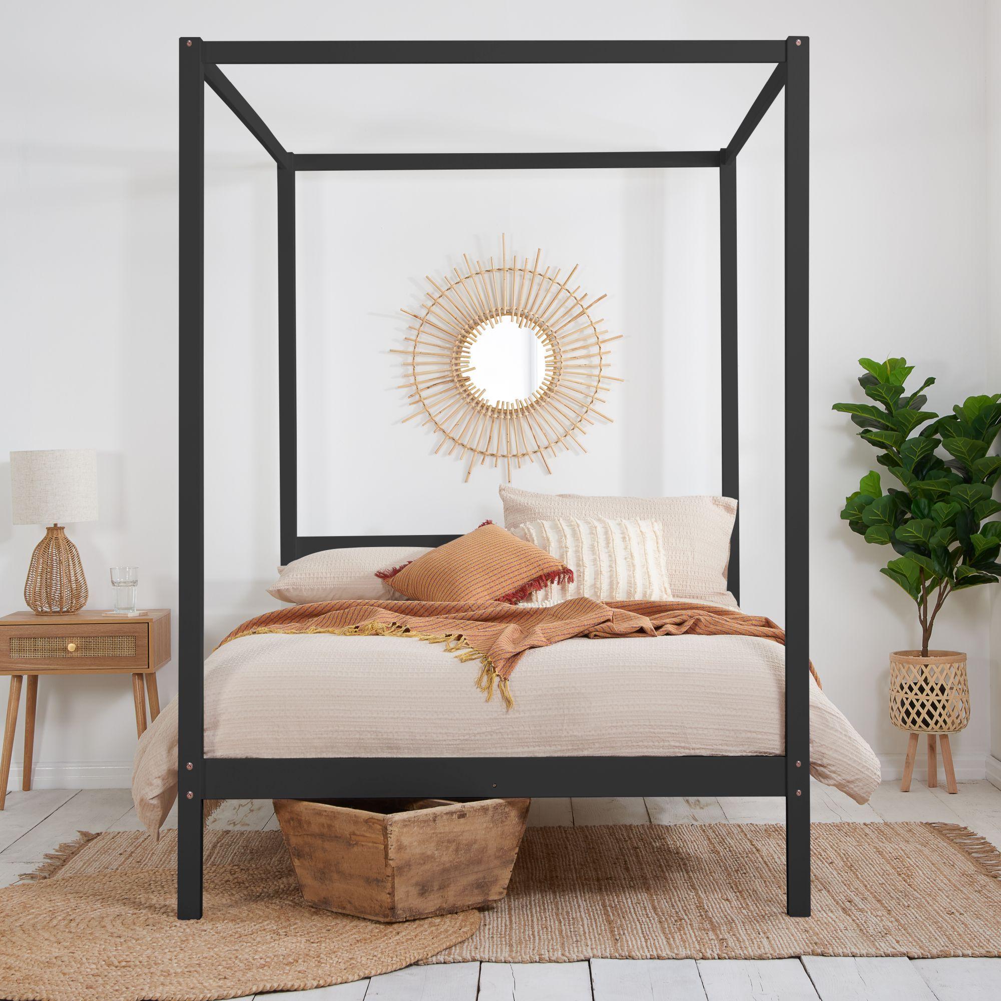 Mercia Four Poster Bed - Black Wood - Sizes Available