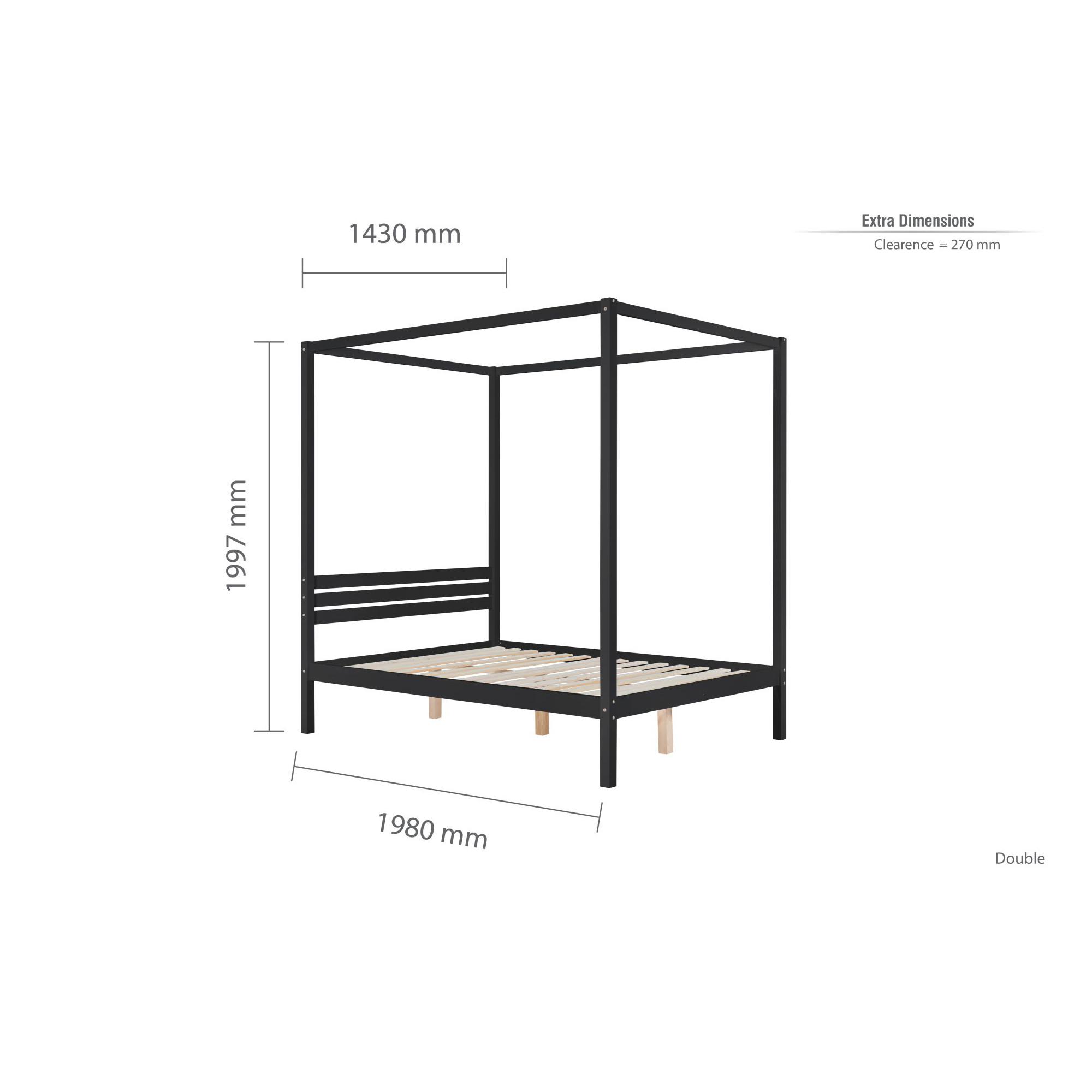 Mercia Four Poster Bed - Black Wood - Sizes Available