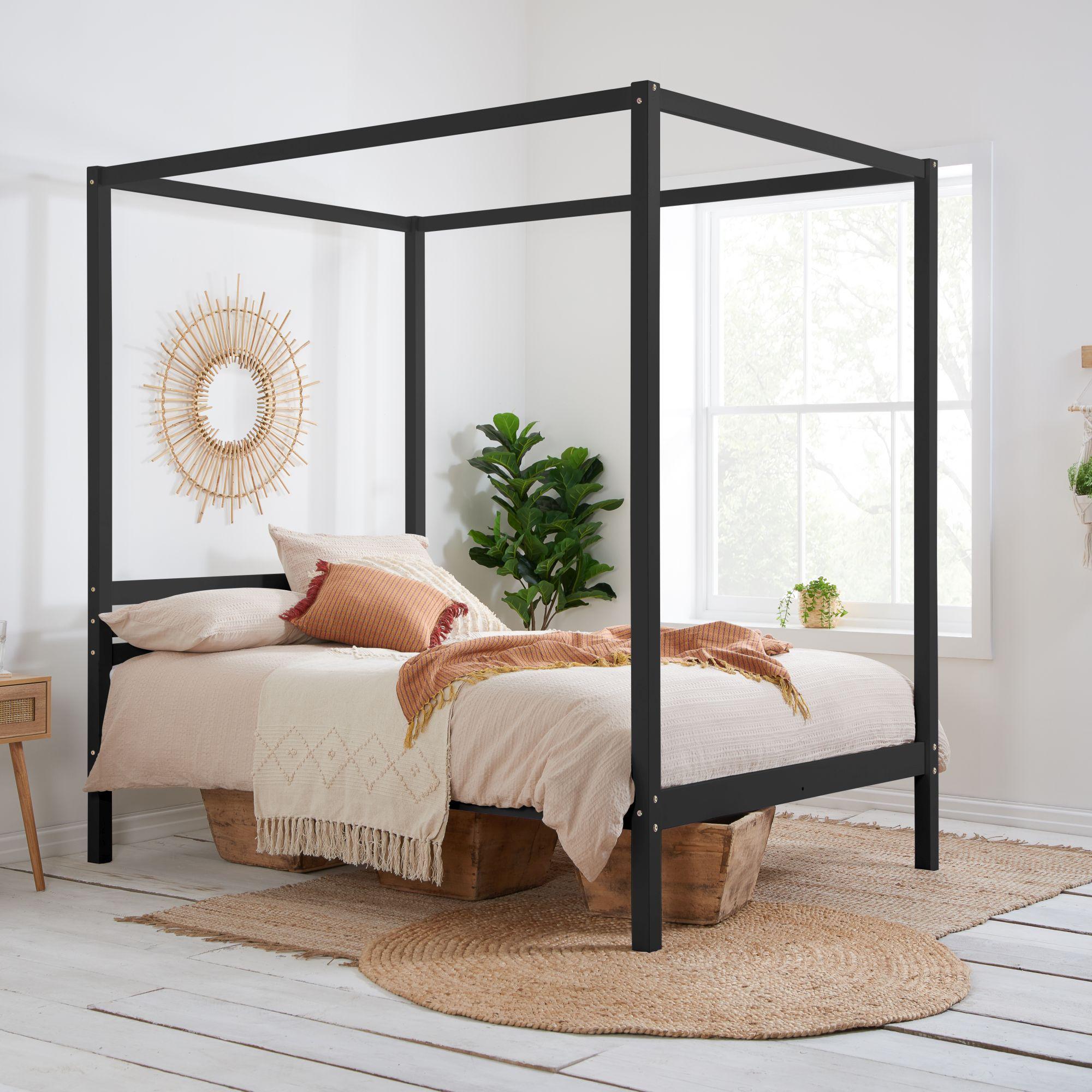 Mercia Four Poster Bed - Black Wood - Sizes Available