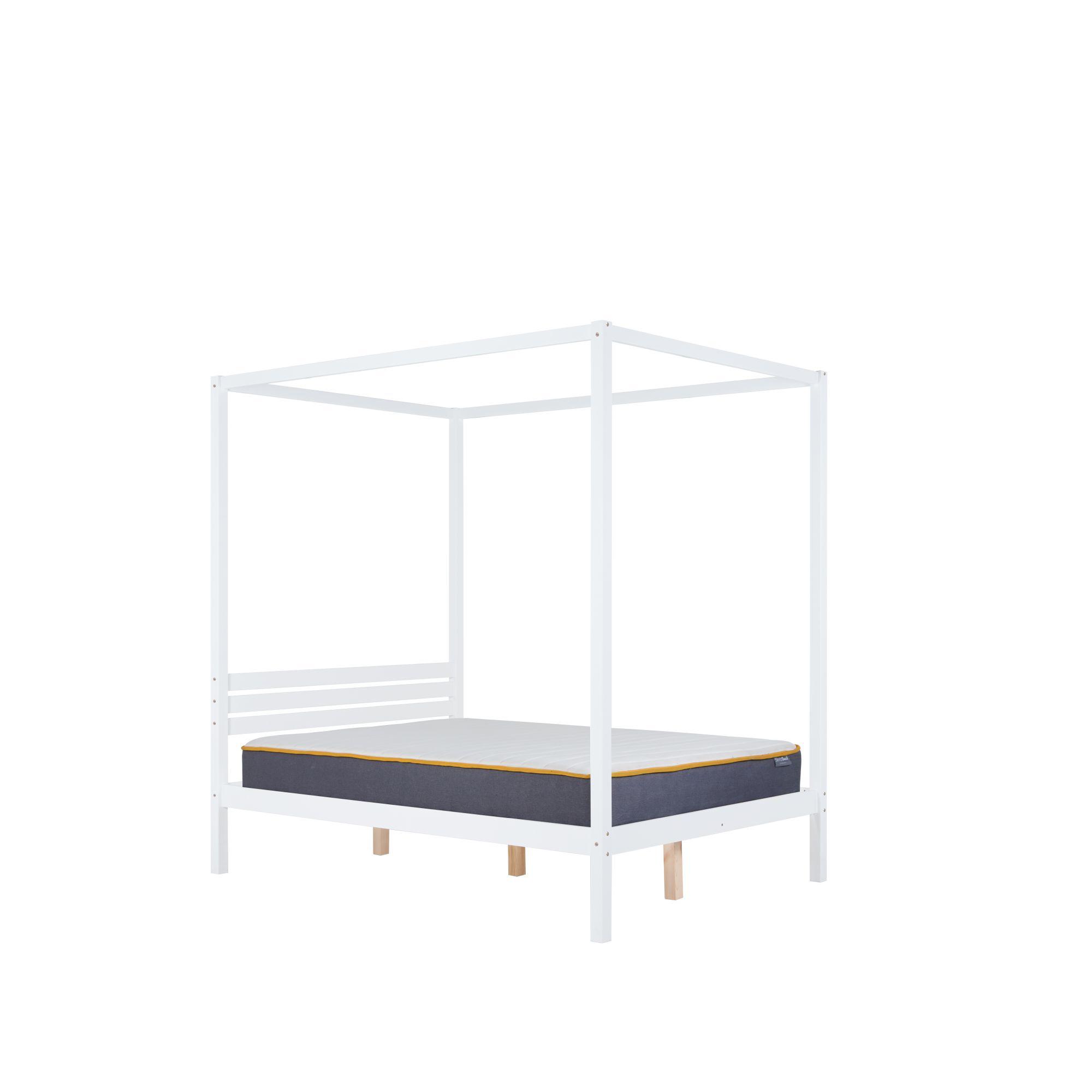 Mercia Four Poster Bed - White Wood - Sizes Available