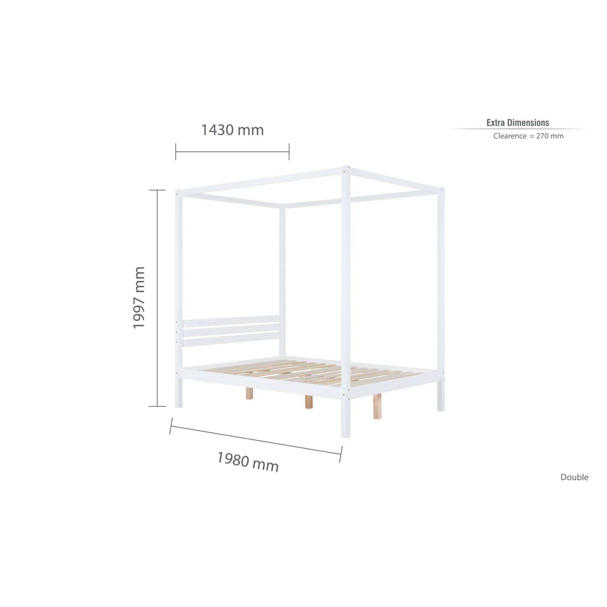 Mercia Four Poster Bed - White Wood - Sizes Available