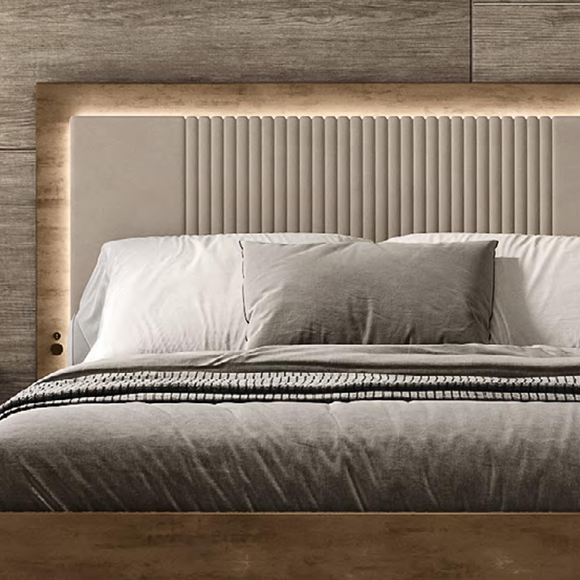 Meridian Brown Fabric Headboard Bed - Sizes Available