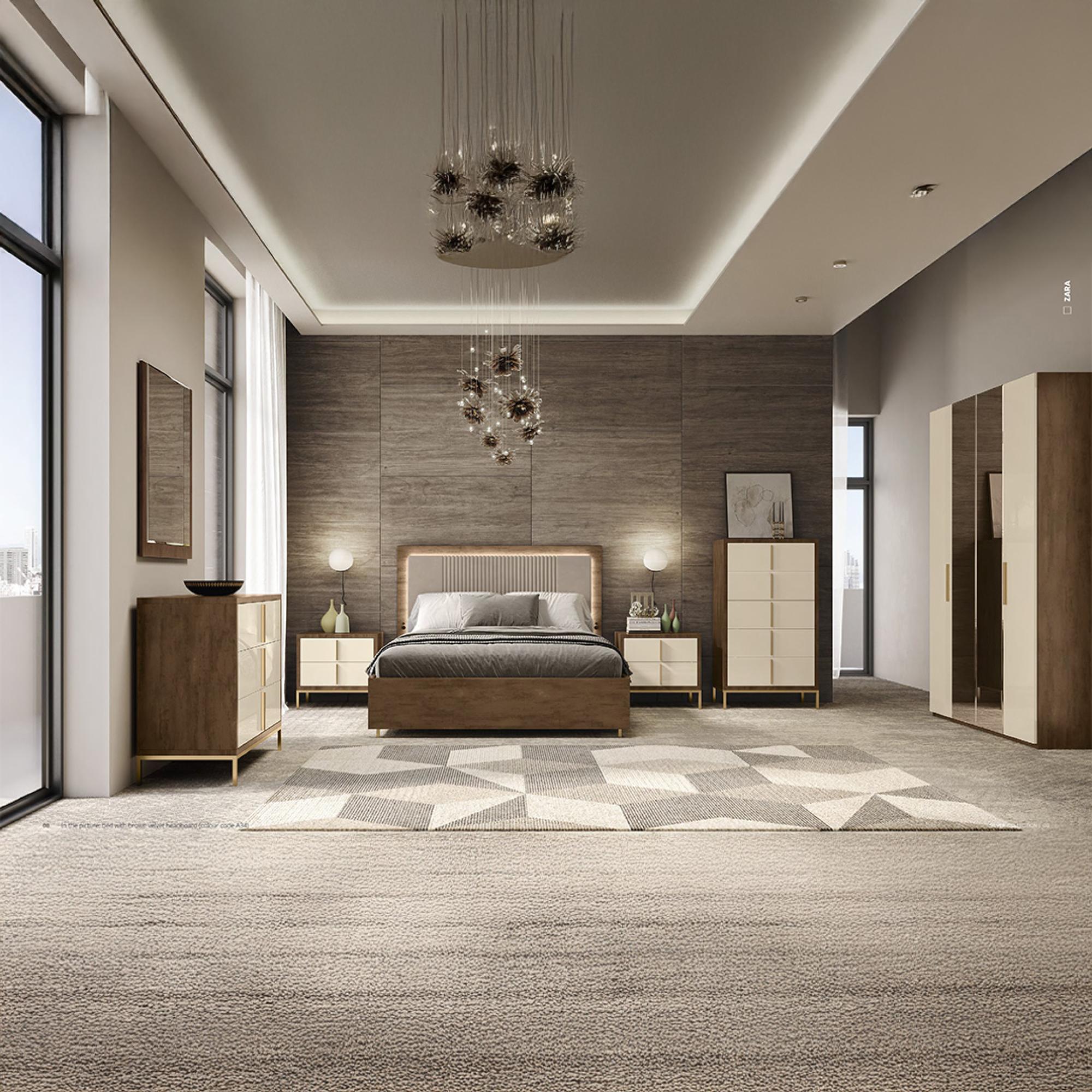 Meridian Brown Fabric Headboard Bed - Sizes Available