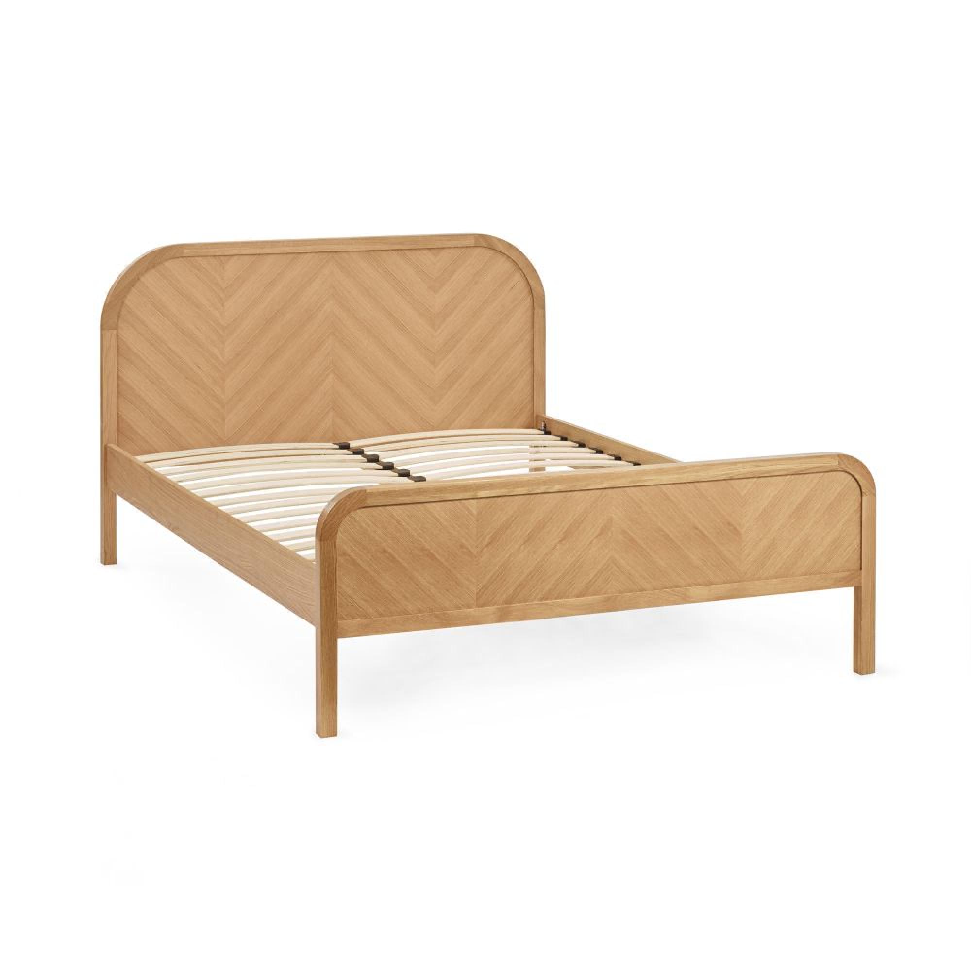 Milo Chevron Bed - Oak - Sizes Available