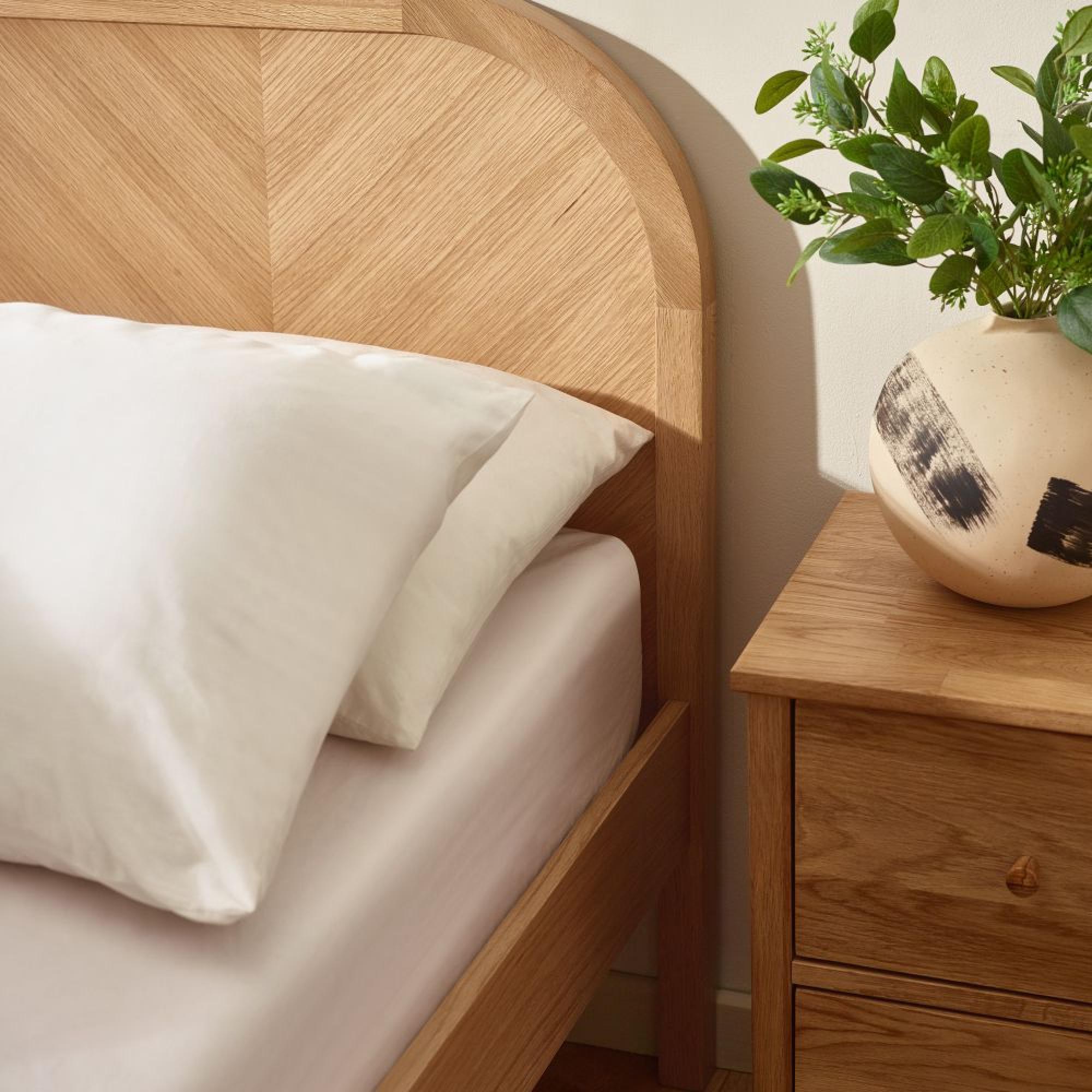 Milo Chevron Bed - Oak - Sizes Available