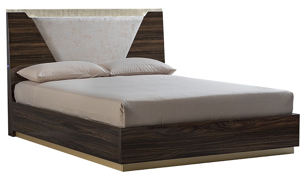 Smart Bed - Fabric Headboard - Walnut - Sizes Available