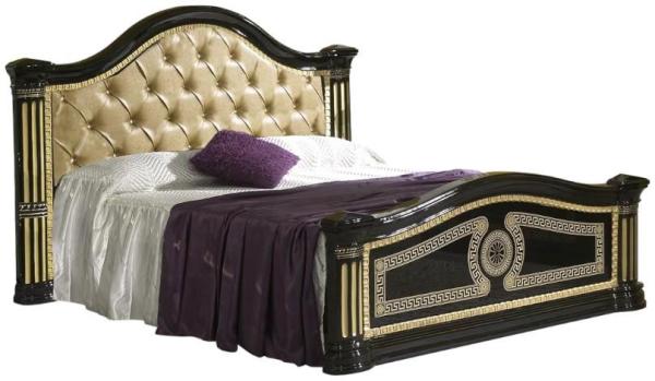 New Serena Black Italian Upholstered Headboard Bed - Sizes Available
