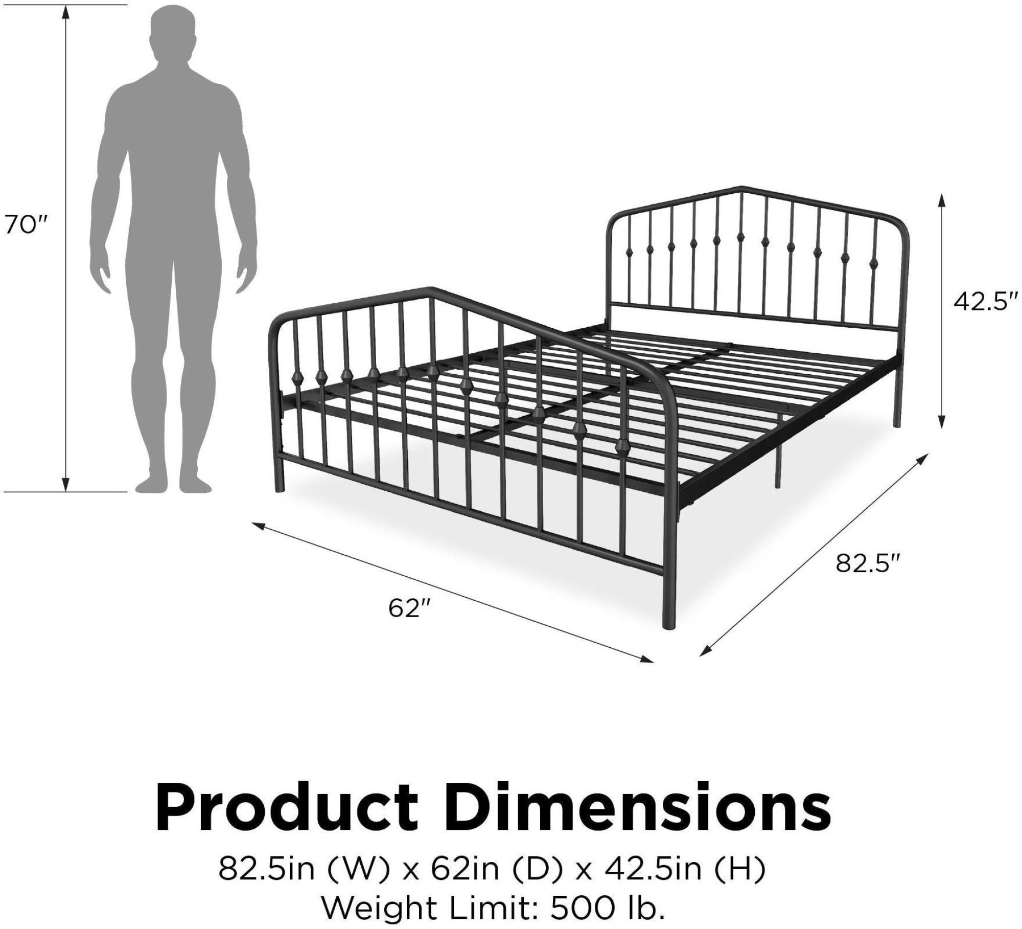 Novogratz Bushwick Metal Bed - Black - Sizes Available - 4044029NUK