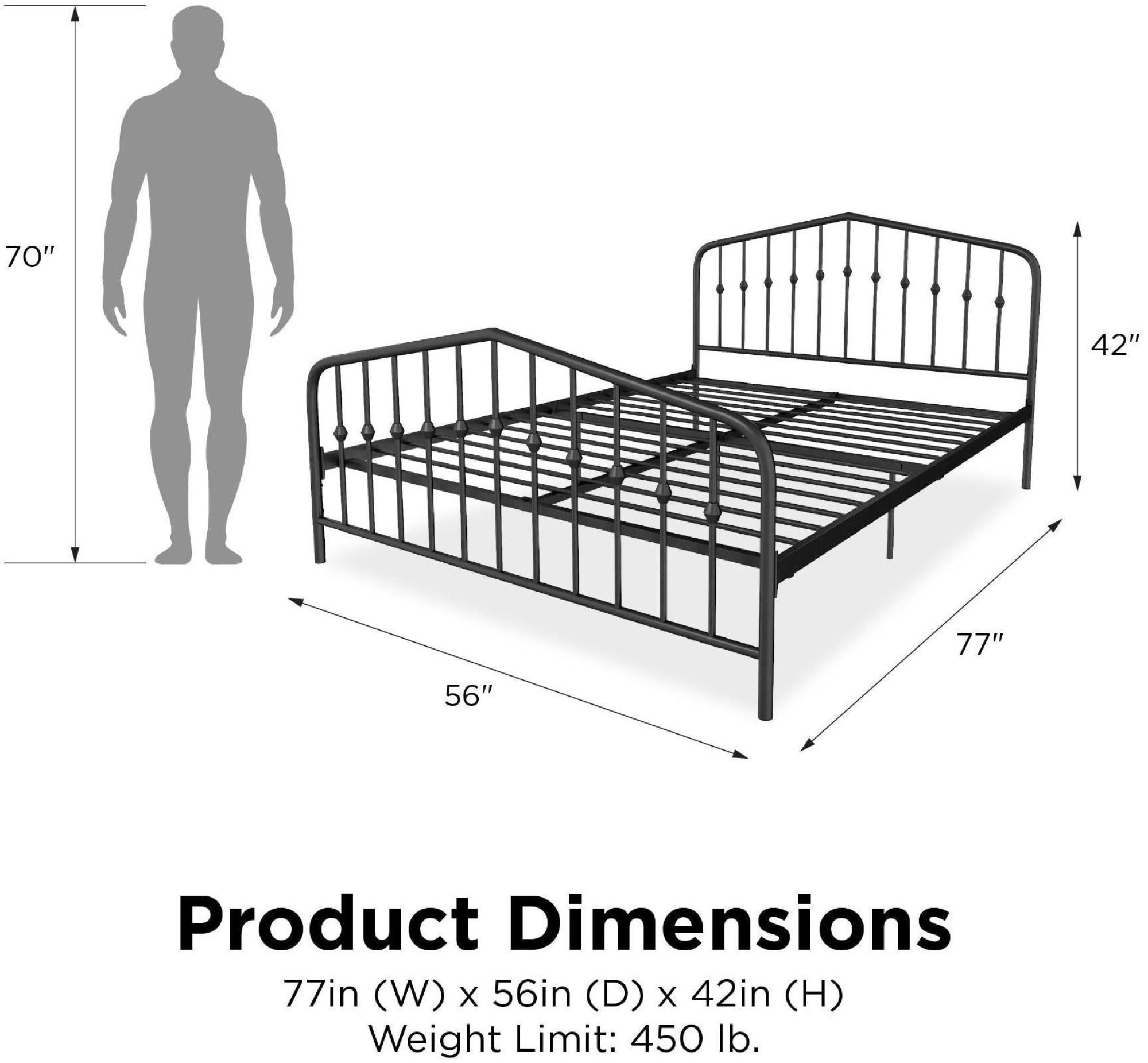 Novogratz Bushwick Metal Bed - Black - Sizes Available - 4044029NUK