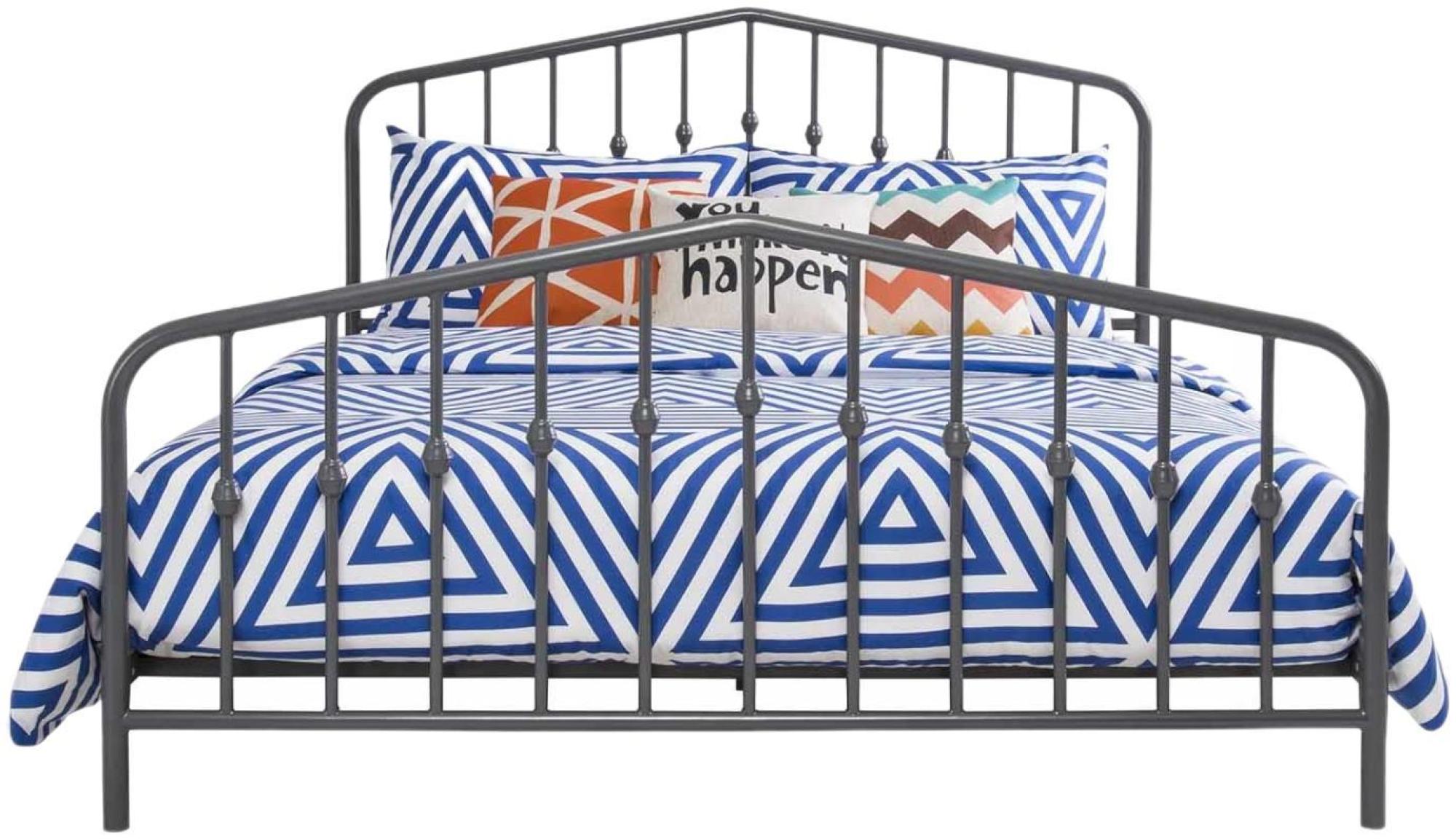 Novogratz Bushwick Metal Bed - Grey - Sizes Available - 4044429NUK