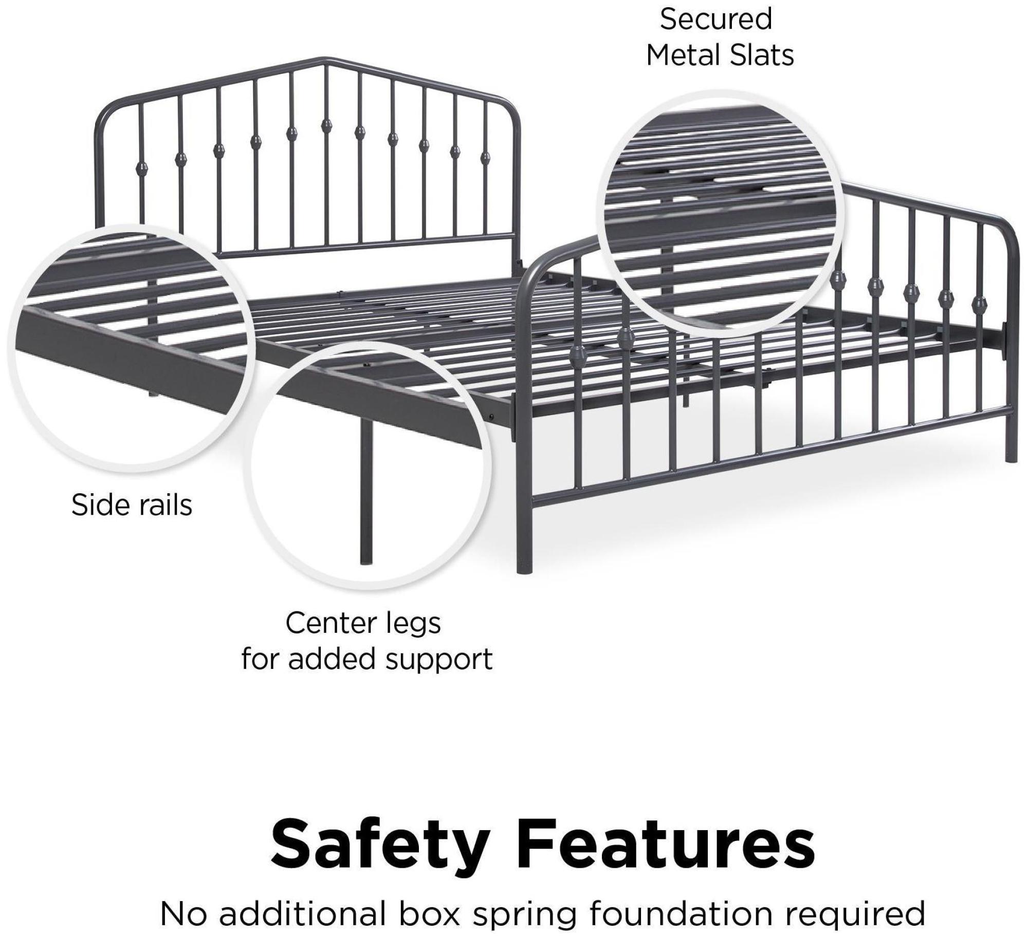 Novogratz Bushwick Metal Bed - Grey - Sizes Available - 4044429NUK