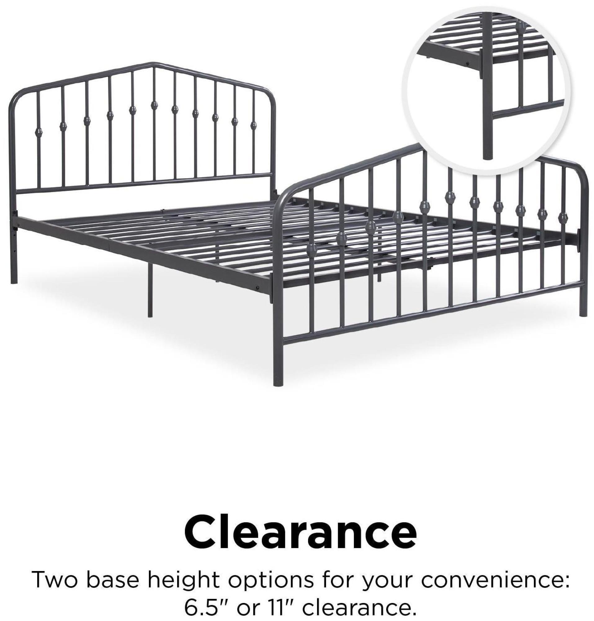 Novogratz Bushwick Metal Bed - Grey - Sizes Available - 4044429NUK