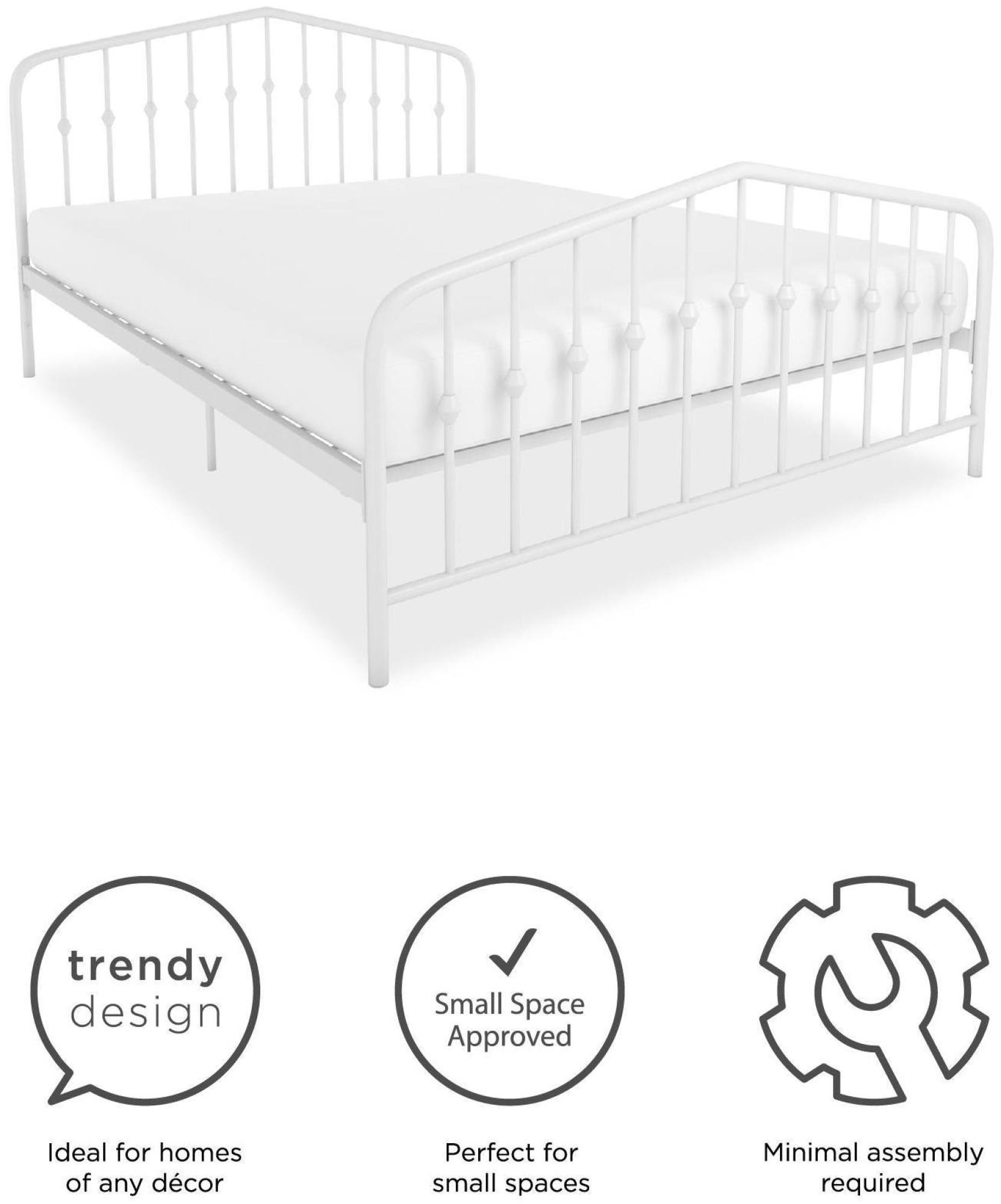 Novogratz Bushwick Metal Bed - White - Sizes Available - 4044129NUK
