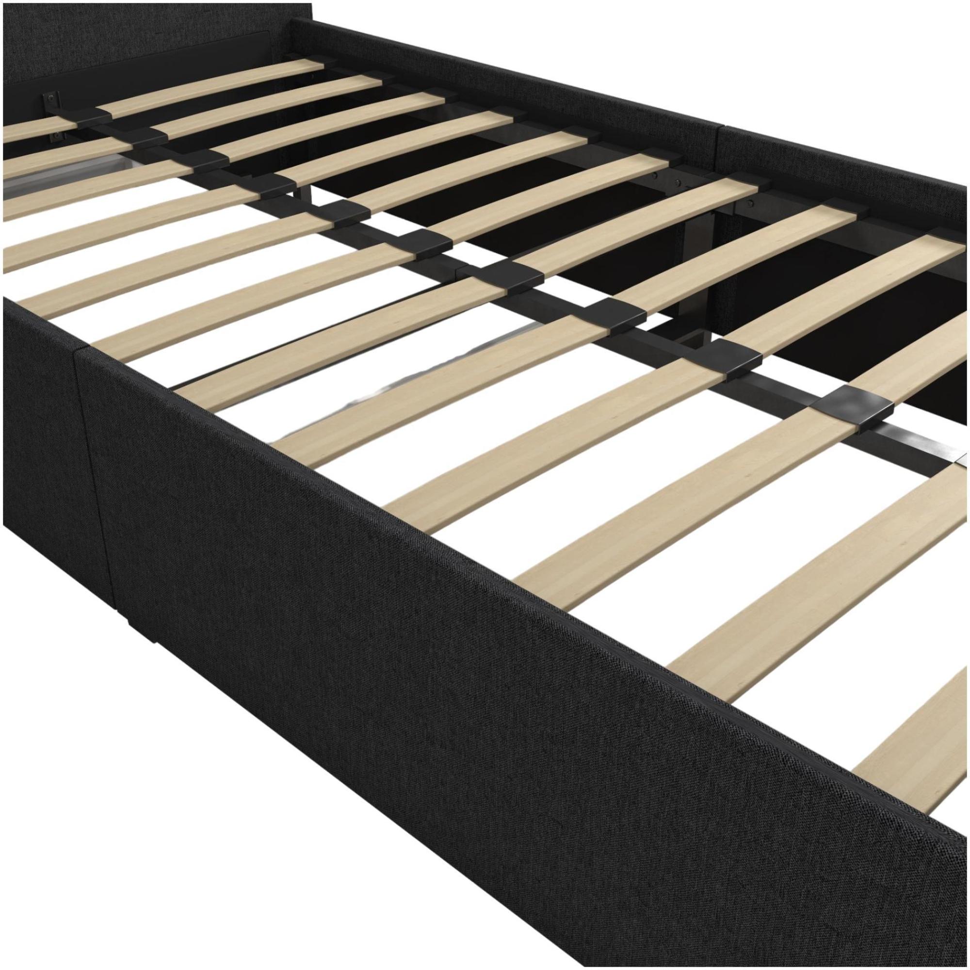 Novogratz Kelly Bed with Storage - Dark Grey -  3ft Single - 4296419NUK