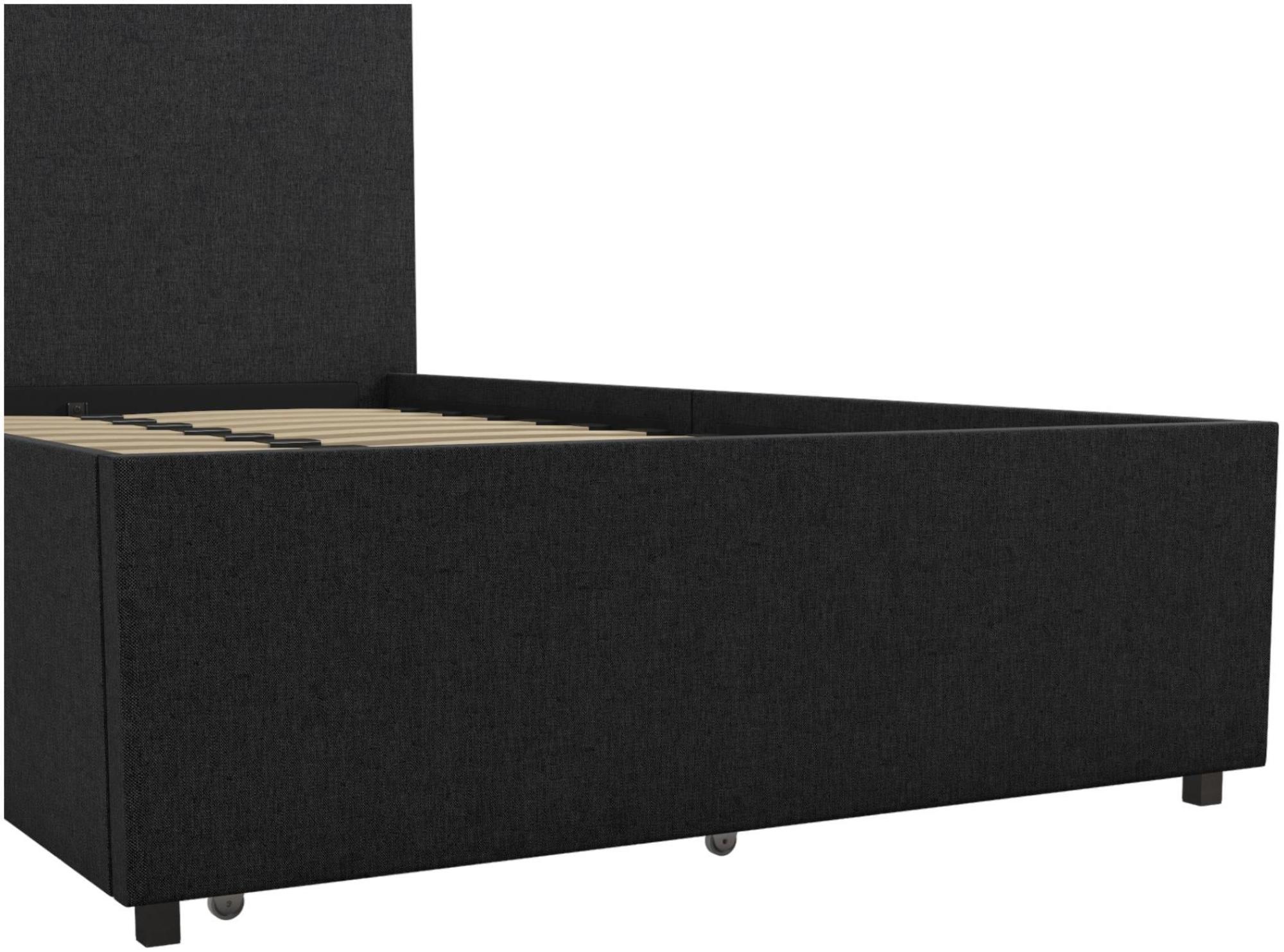 Novogratz Kelly Bed with Storage - Dark Grey -  3ft Single - 4296419NUK