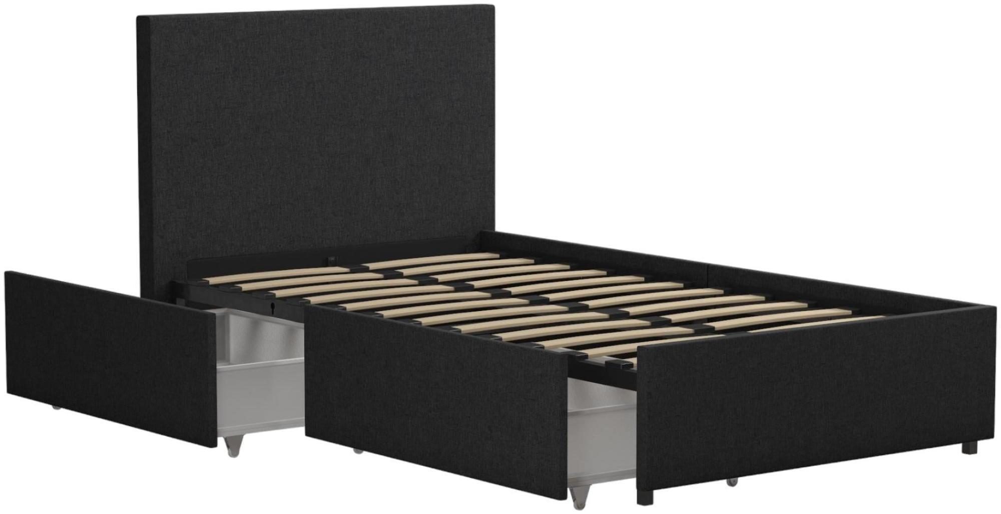 Novogratz Kelly Bed with Storage - Dark Grey -  3ft Single - 4296419NUK