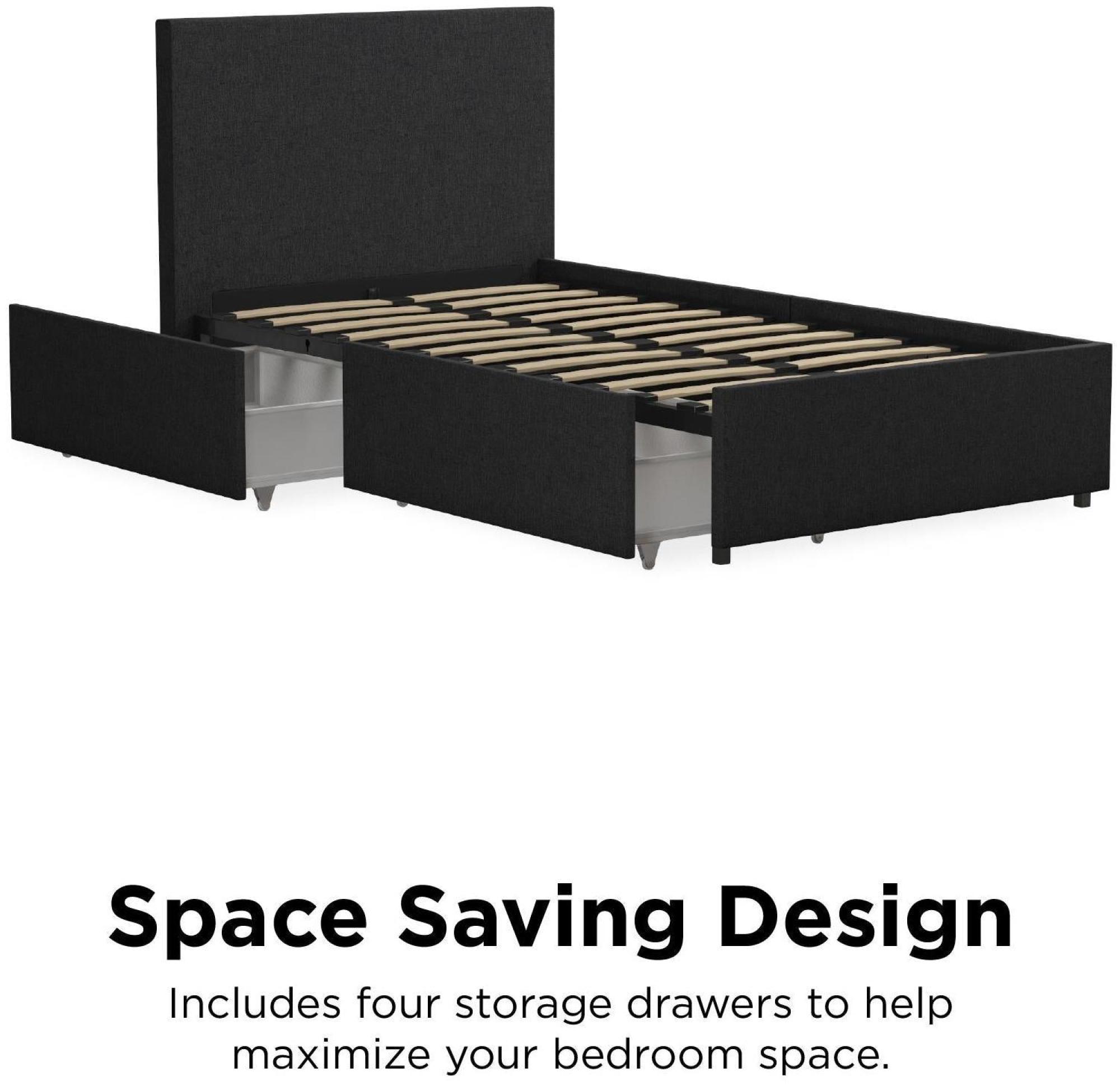 Novogratz Kelly Bed with Storage - Dark Grey -  3ft Single - 4296419NUK