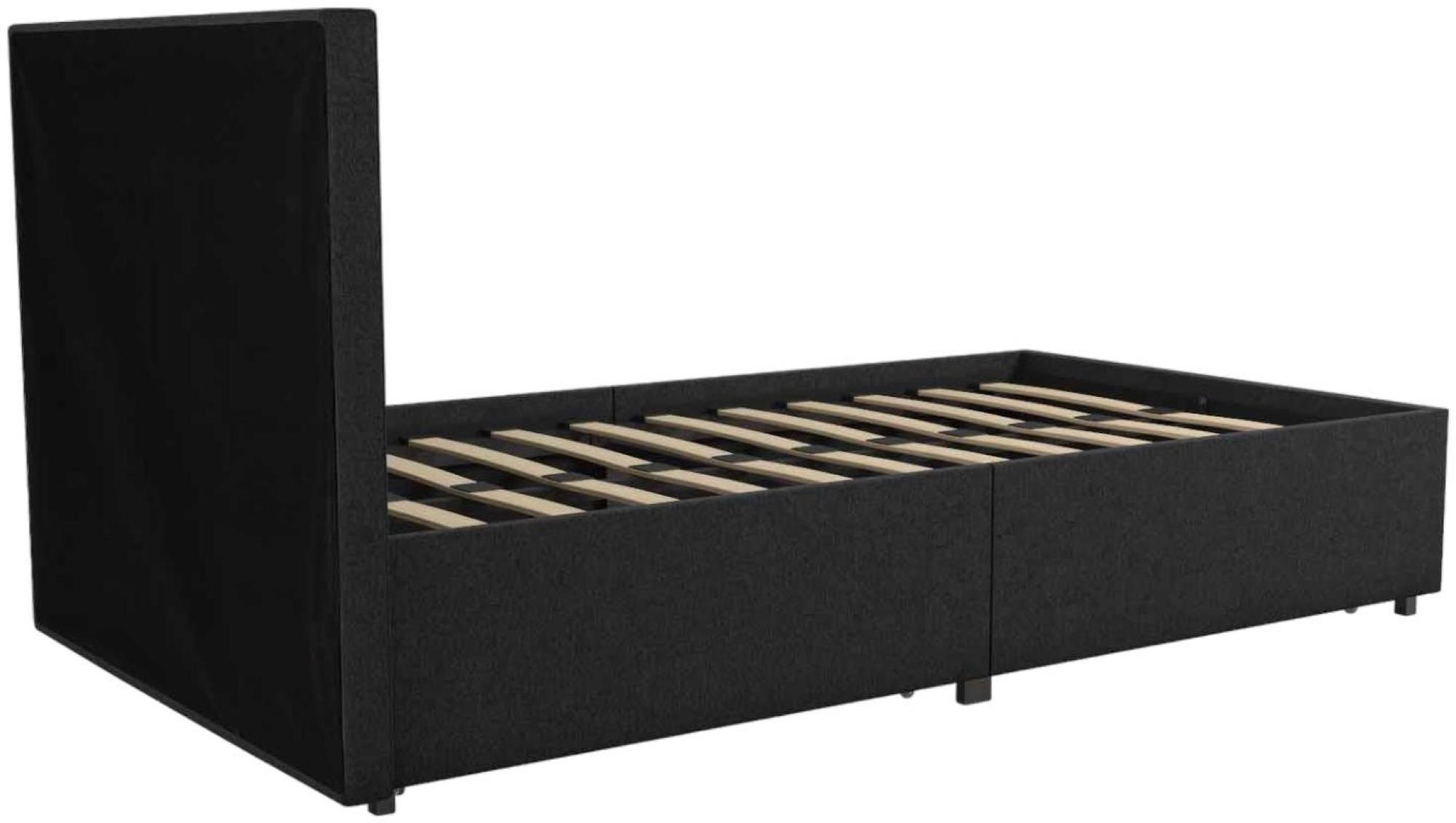Novogratz Kelly Bed with Storage - Dark Grey -  3ft Single - 4296419NUK