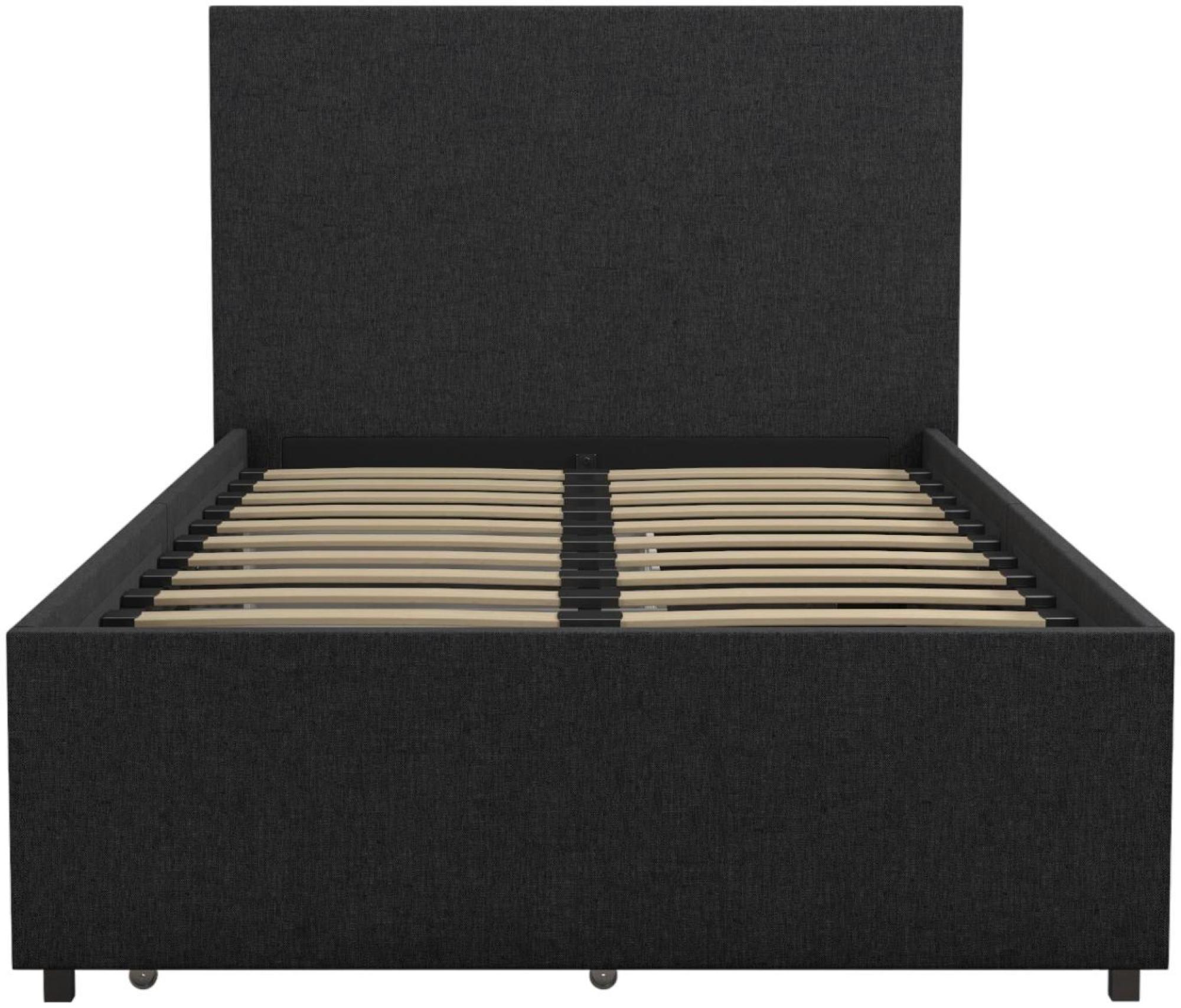 Novogratz Kelly Bed with Storage - Dark Grey -  3ft Single - 4296419NUK
