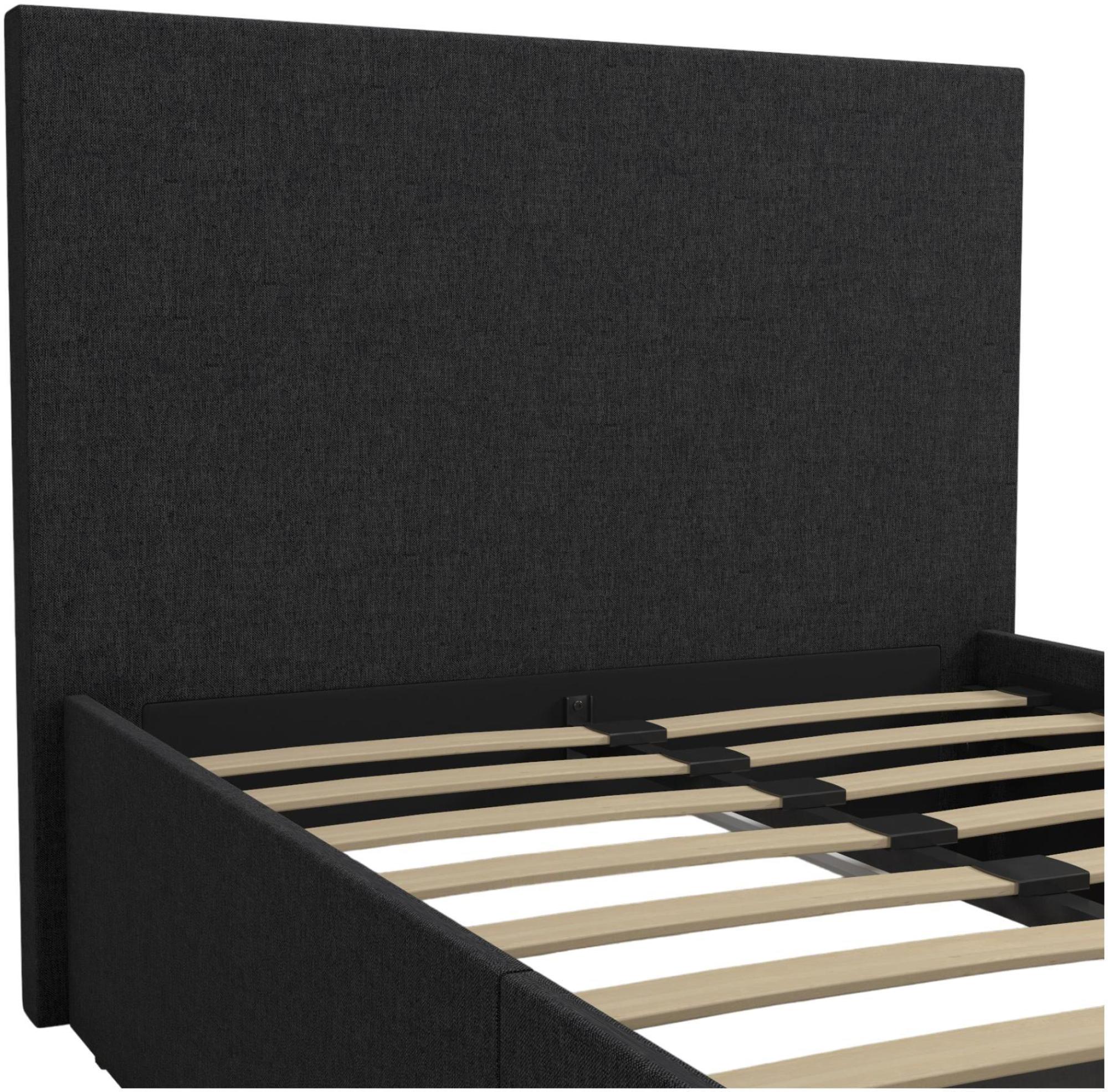 Novogratz Kelly Bed with Storage - Dark Grey -  3ft Single - 4296419NUK