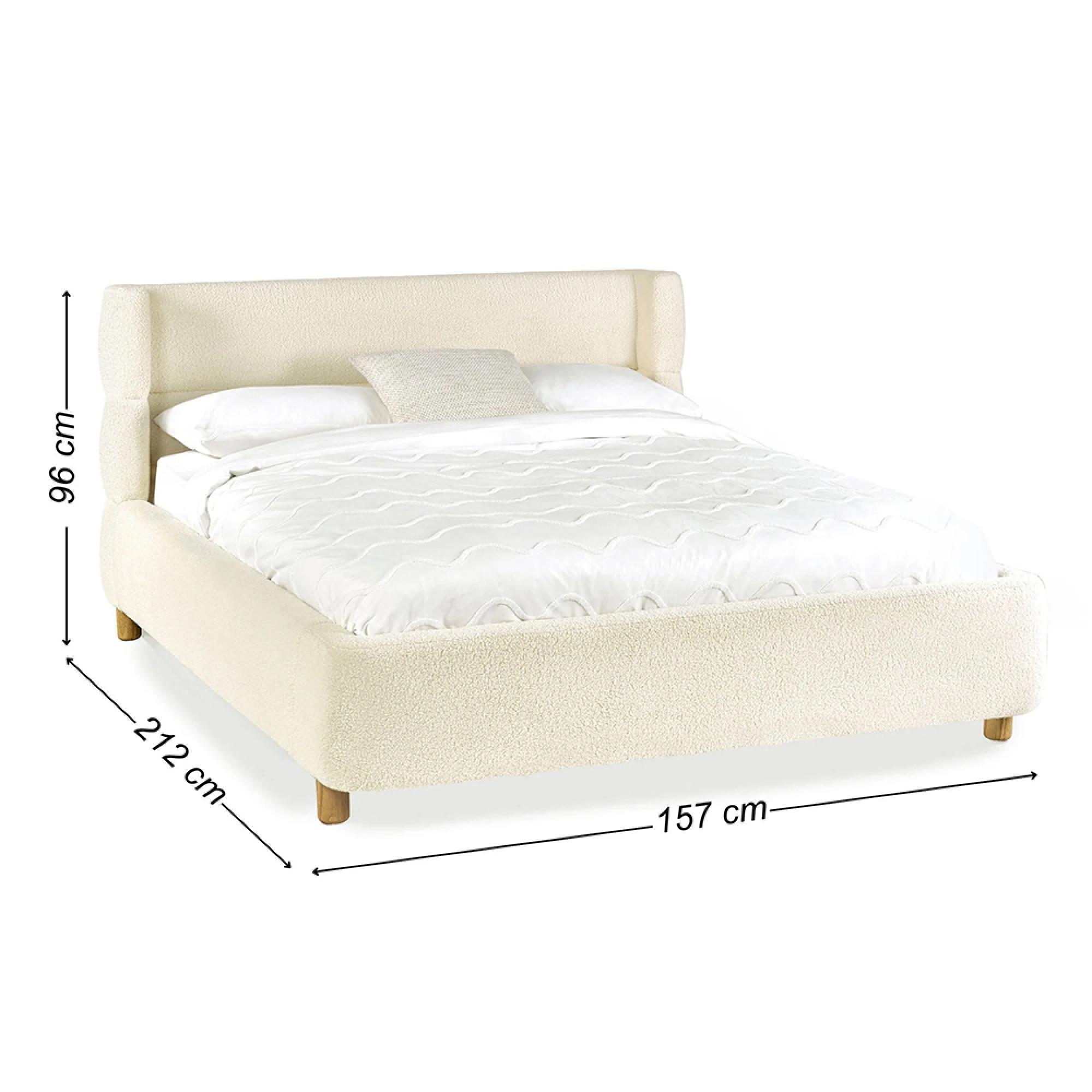 Oberon Bed - Cream Boucle Fabric - Sizes Available