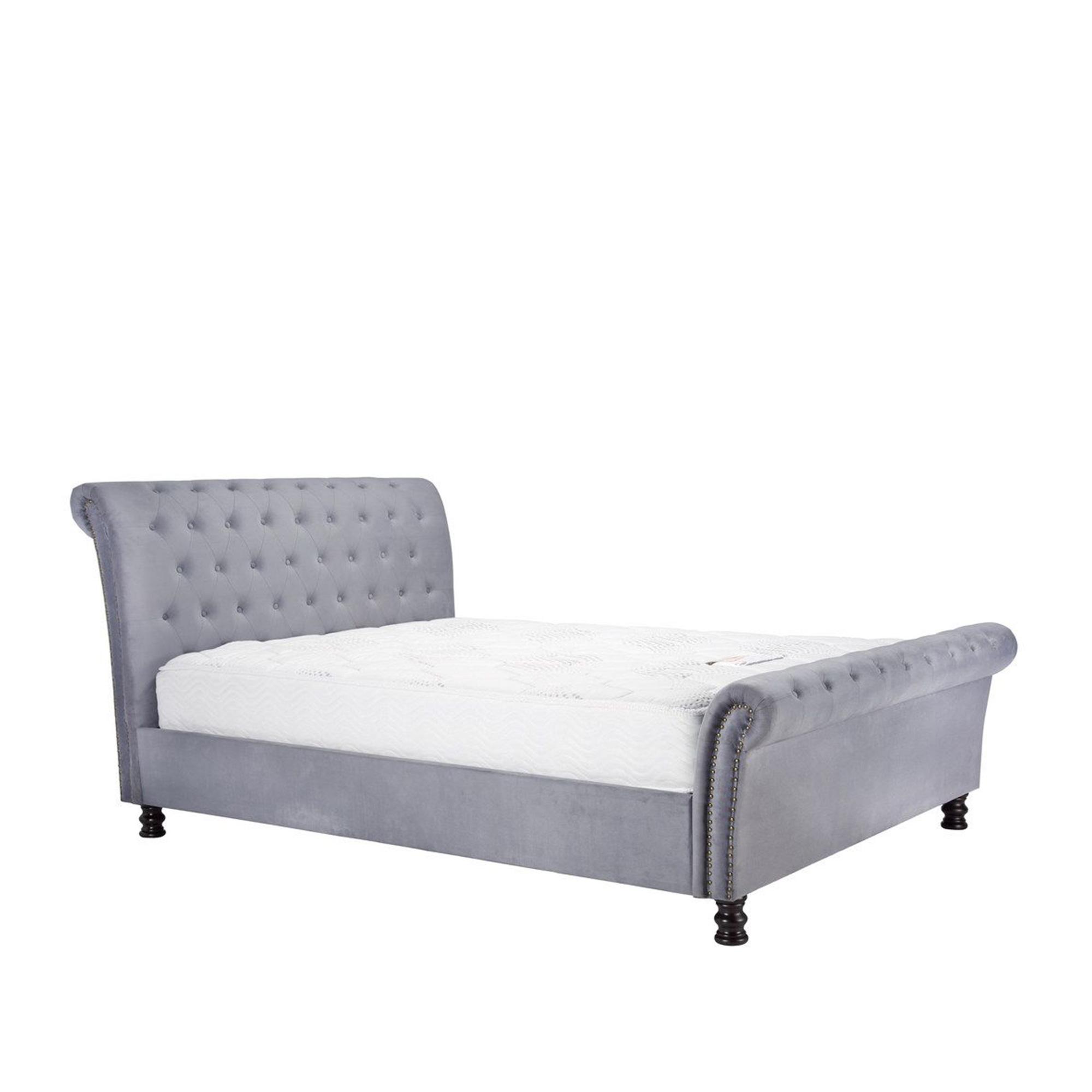 Opulence Bed - Grey Velvet Fabric - Sizes Available