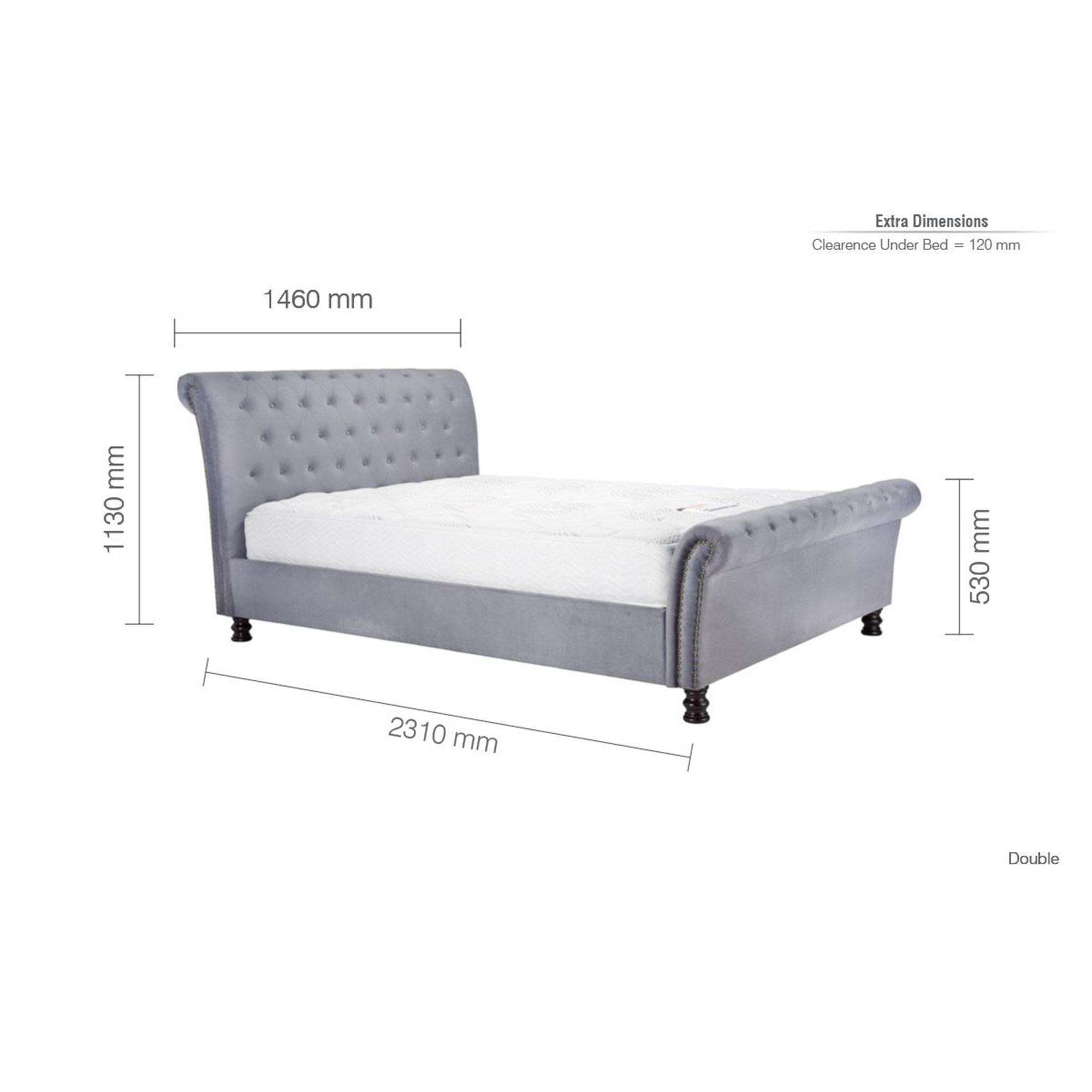 Opulence Bed - Grey Velvet Fabric - Sizes Available