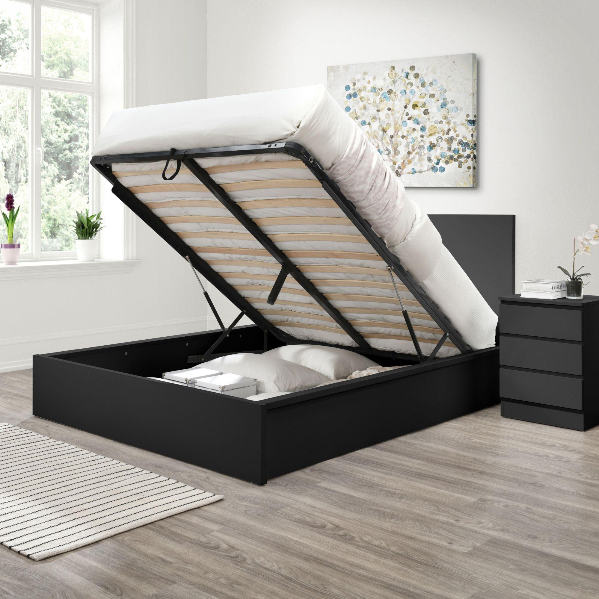 Oslo Ottoman Storage Bed - Black - Sizes Available