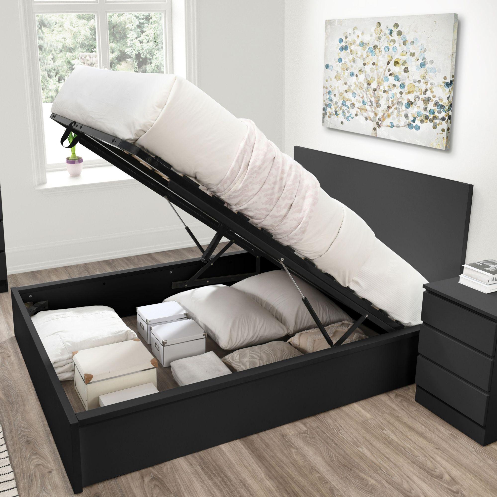 Oslo Ottoman Storage Bed - Black - Sizes Available