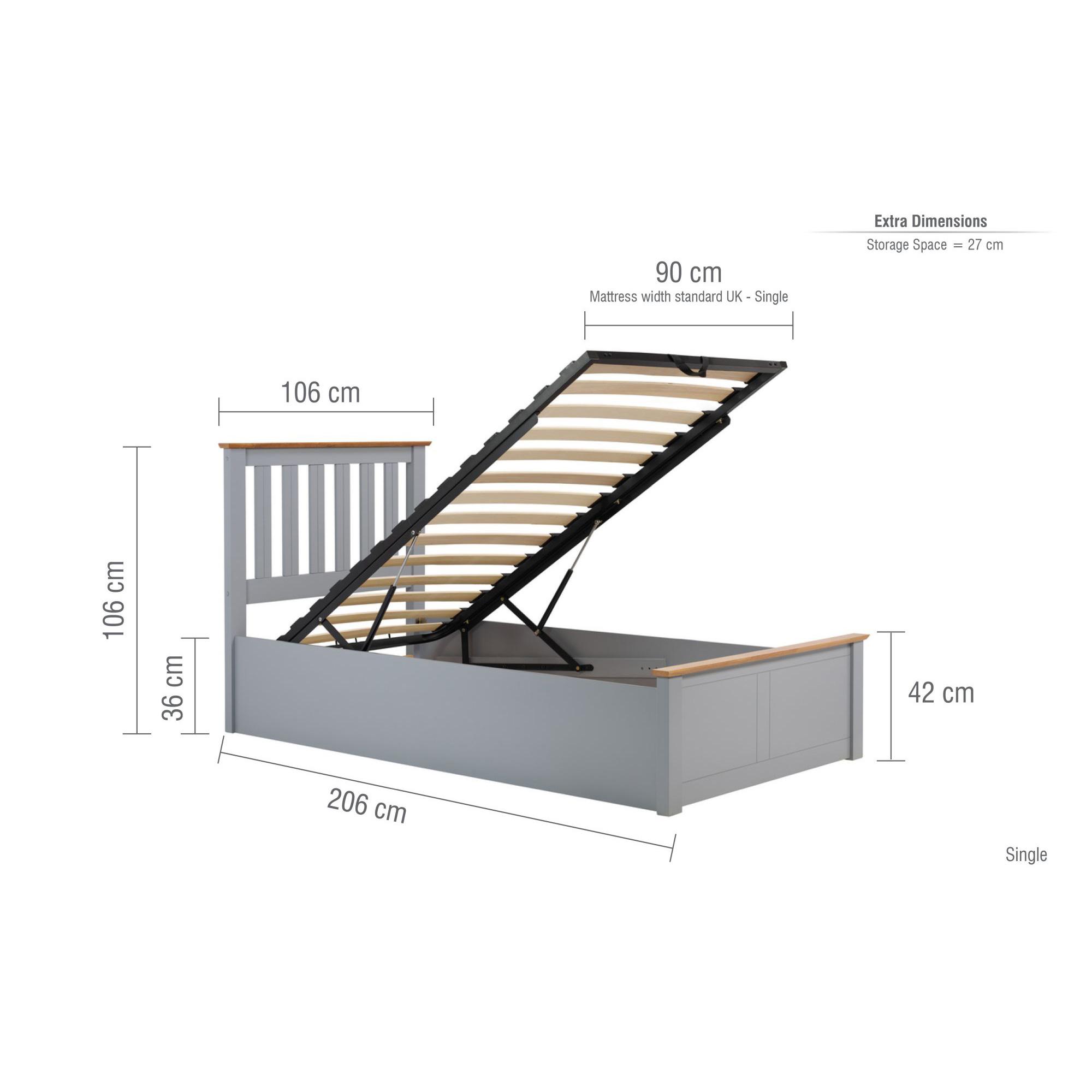 Phoenix Ottoman Storage Bed - Stone Grey - Sizes Available