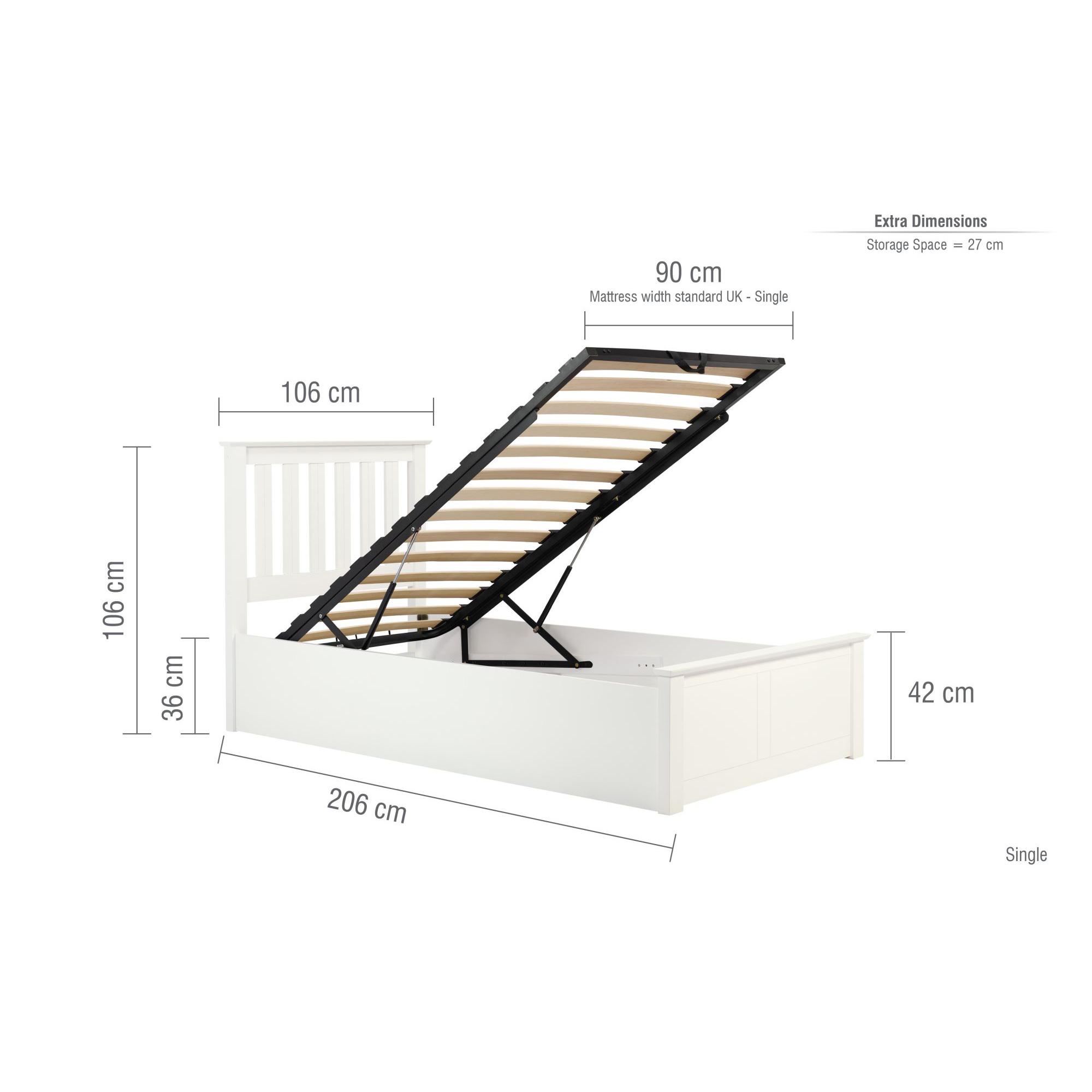 Phoenix Ottoman Storage Bed - White Wood - Sizes Available