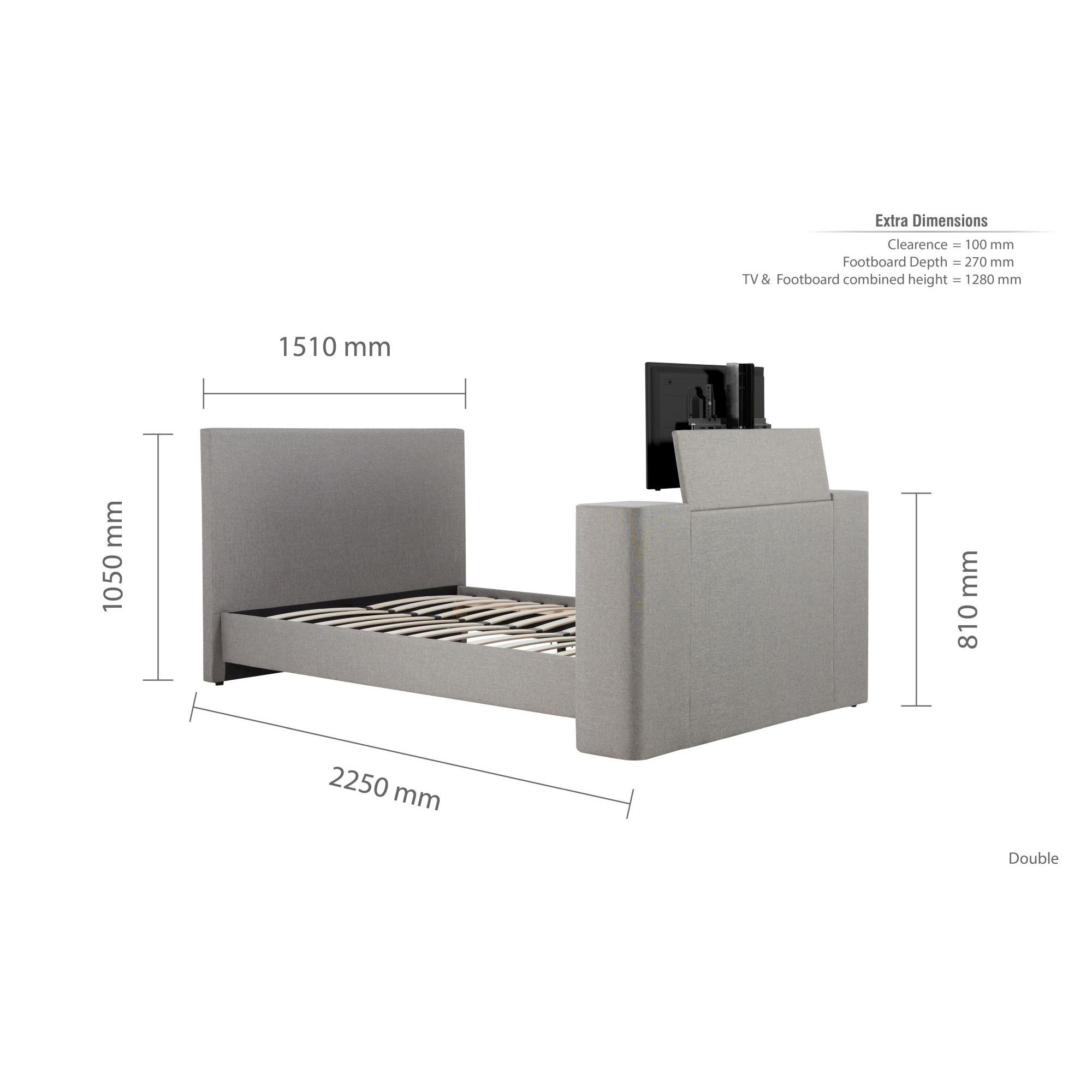 Plaza TV Bed - Grey Fabric - Sizes Available