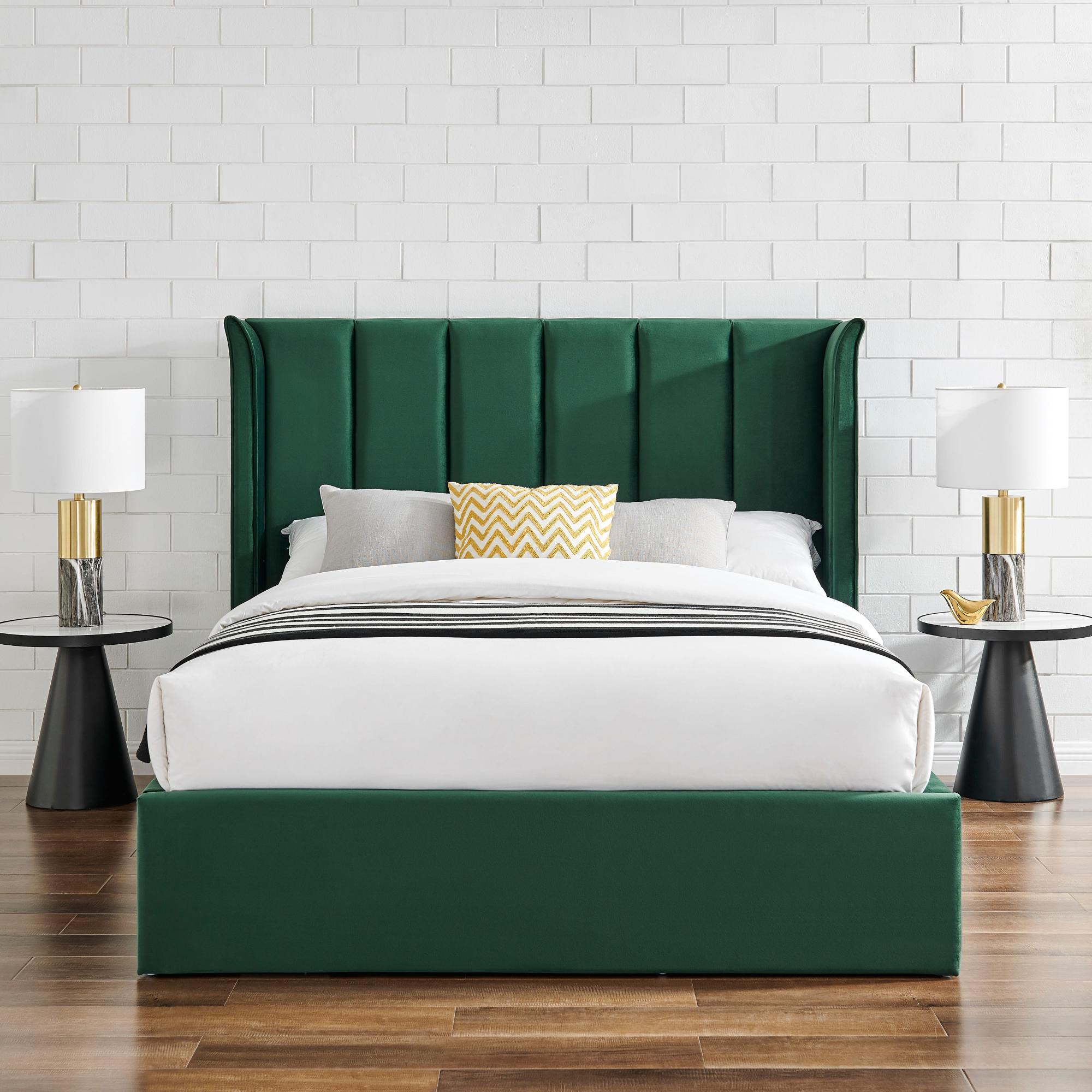 Posey Emerald Green Fabric Ottoman Bed - Sizes Available
