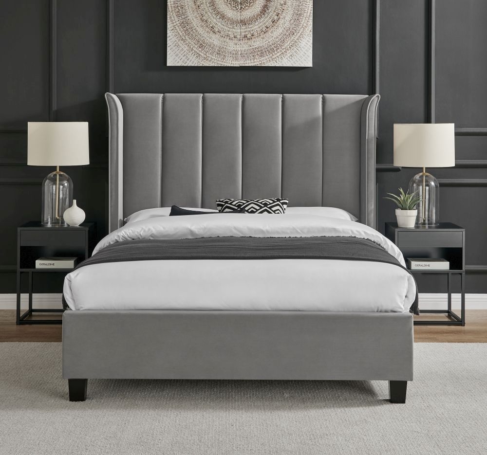 Posey Grey Fabric Bed - Sizes Available