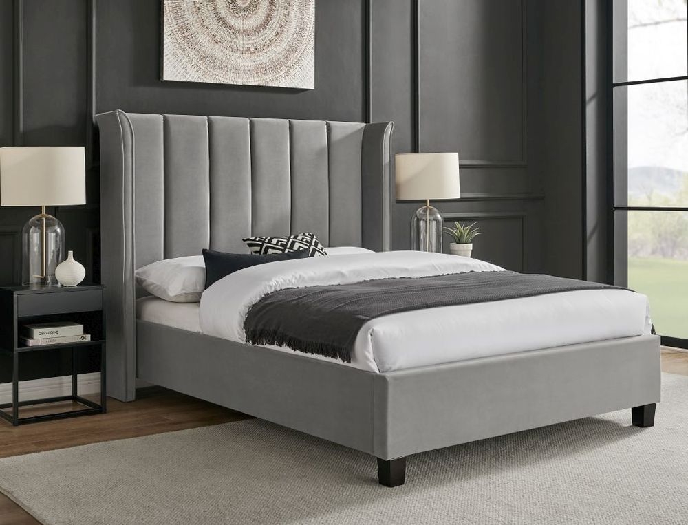Posey Grey Fabric Bed - Sizes Available