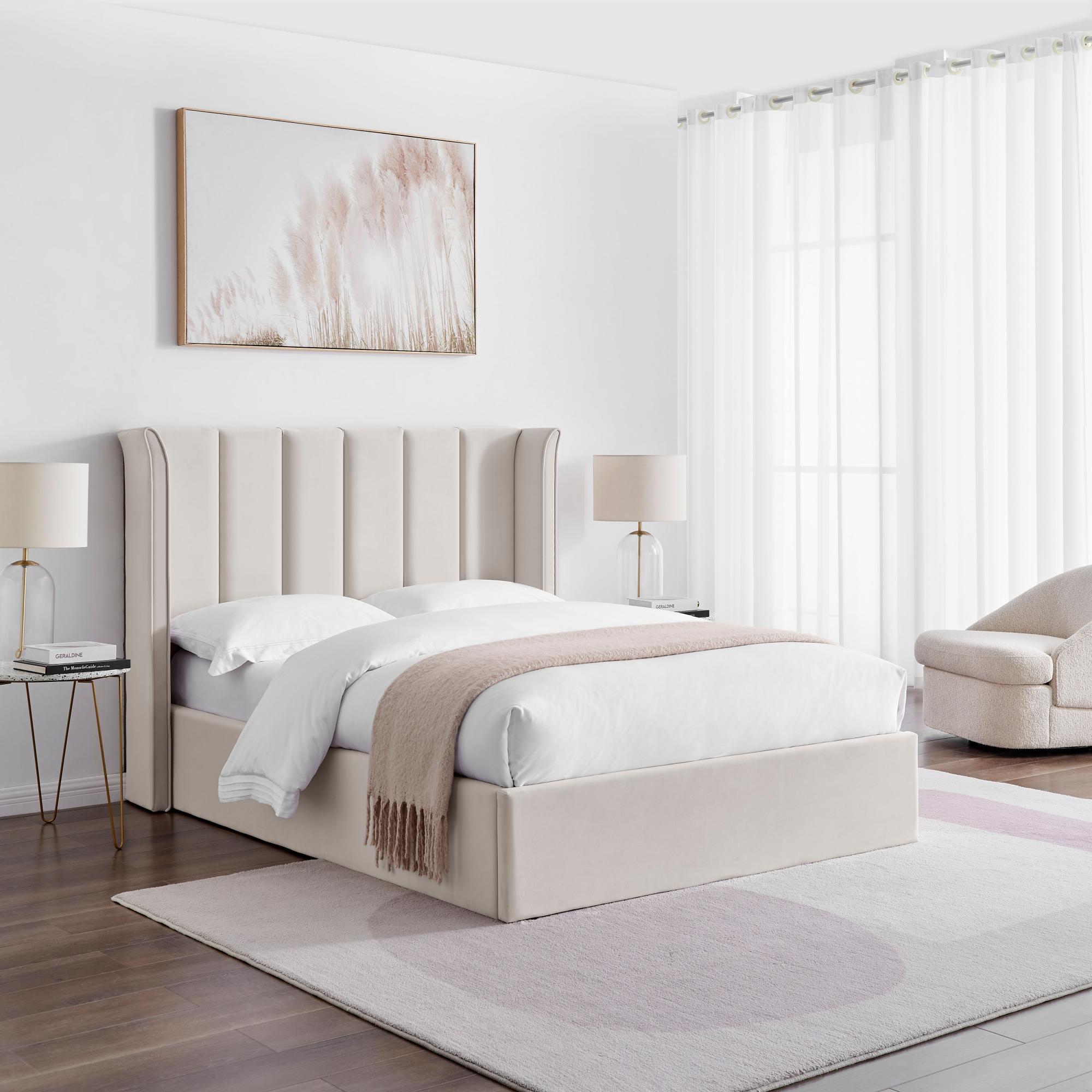 Posey Natural Fabric Ottoman Bed - Sizes Available