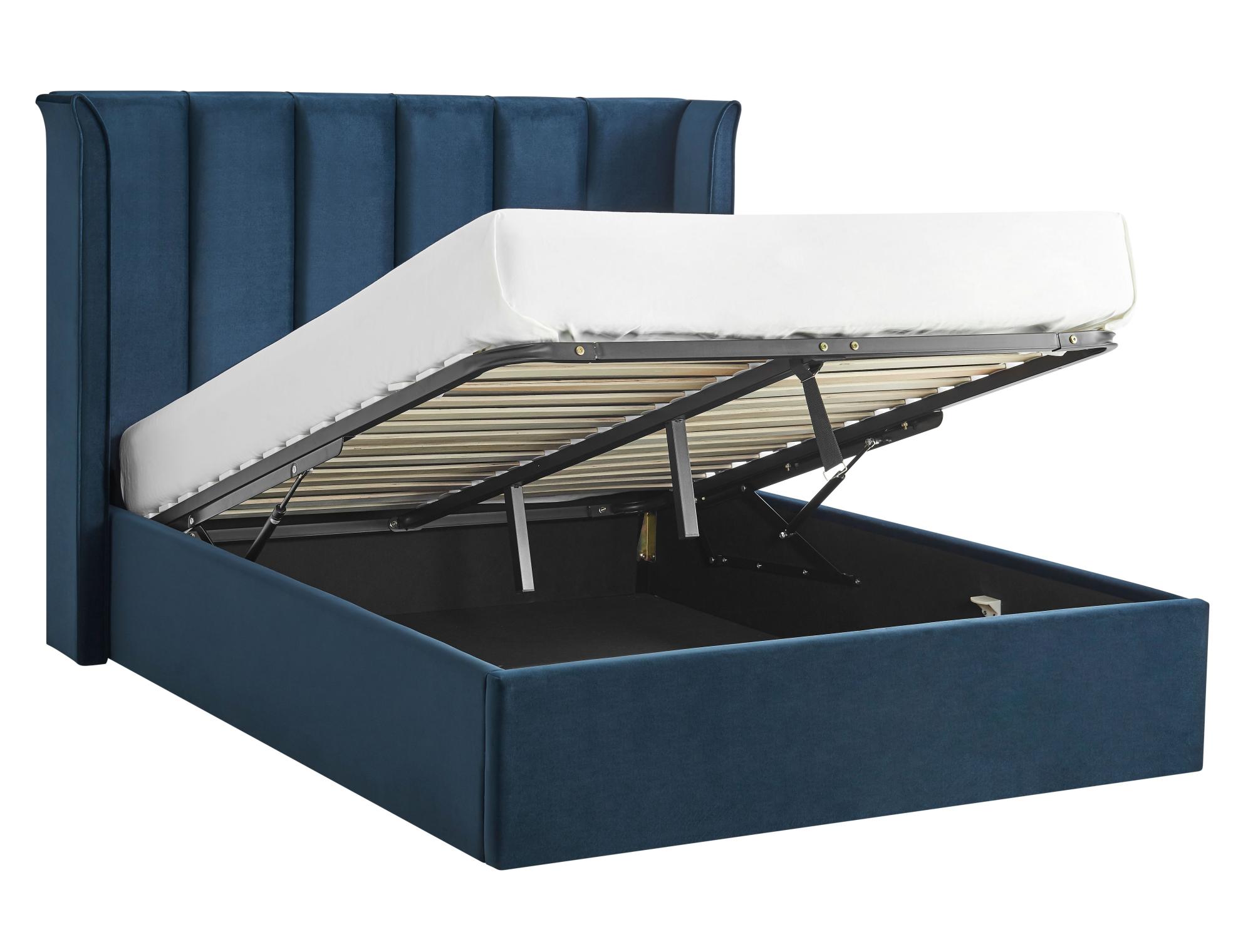 Posey Navy Blue Fabric Ottoman Bed - Sizes Available