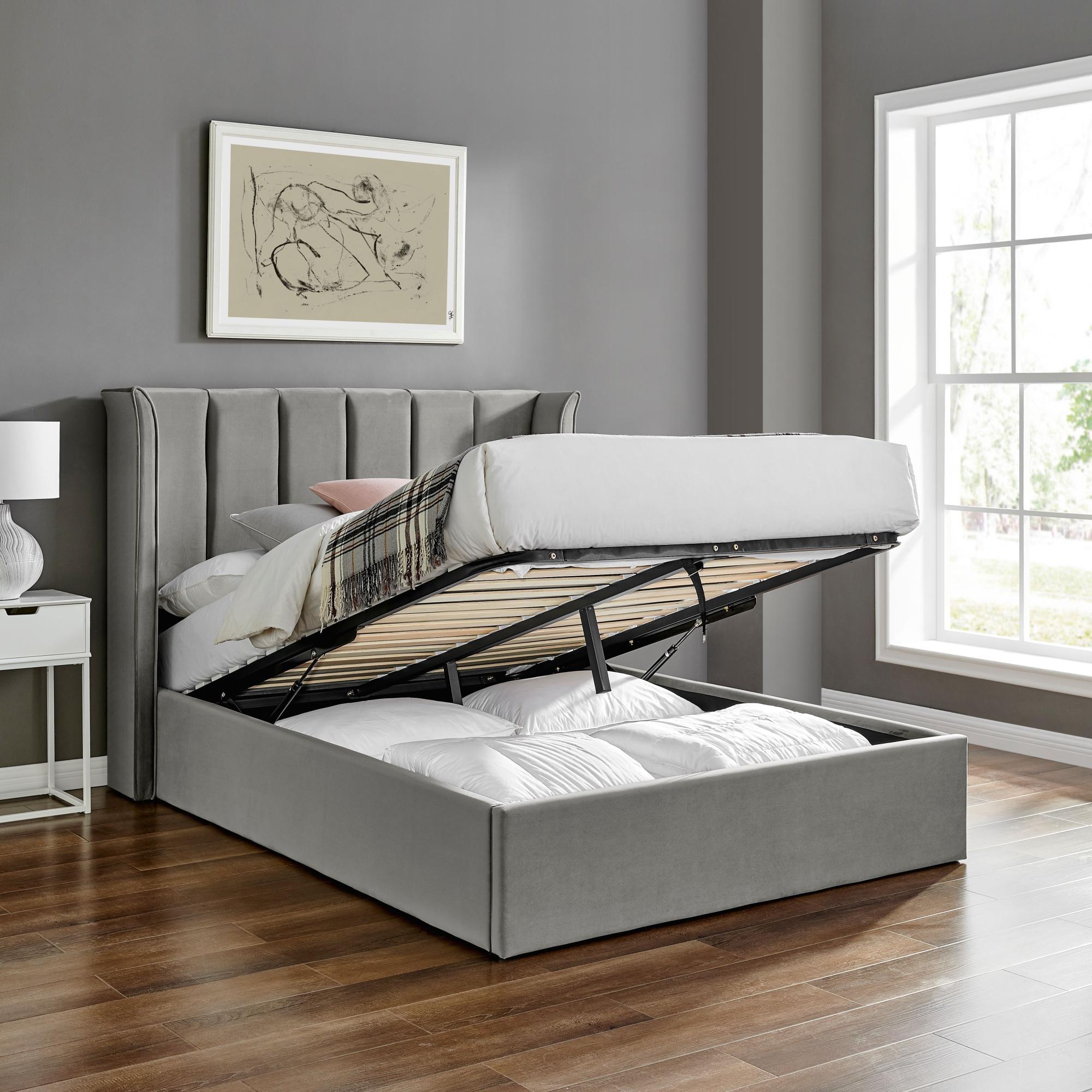 Posey Silver Fabric Ottoman Bed - Sizes Available