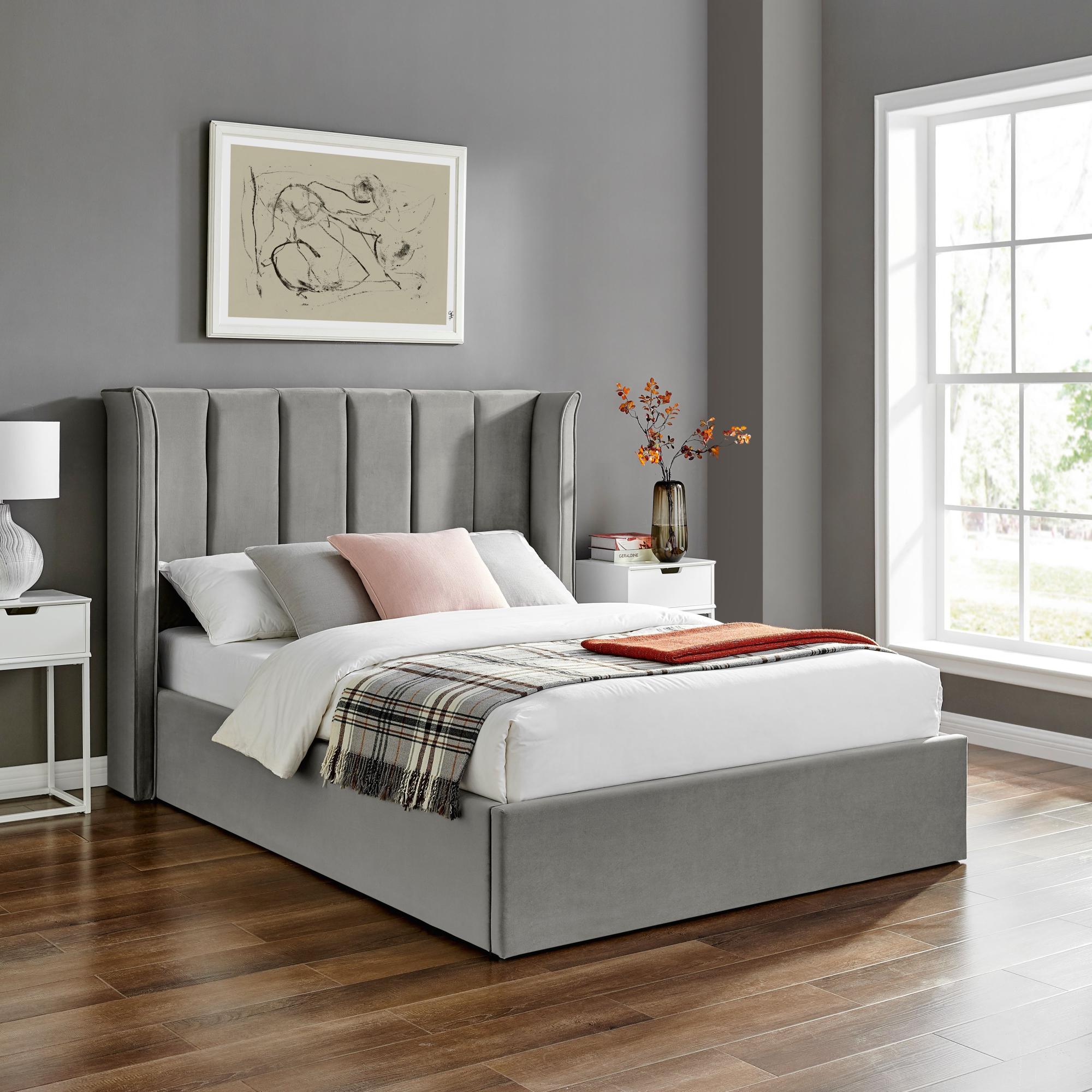 Posey Silver Fabric Ottoman Bed - Sizes Available