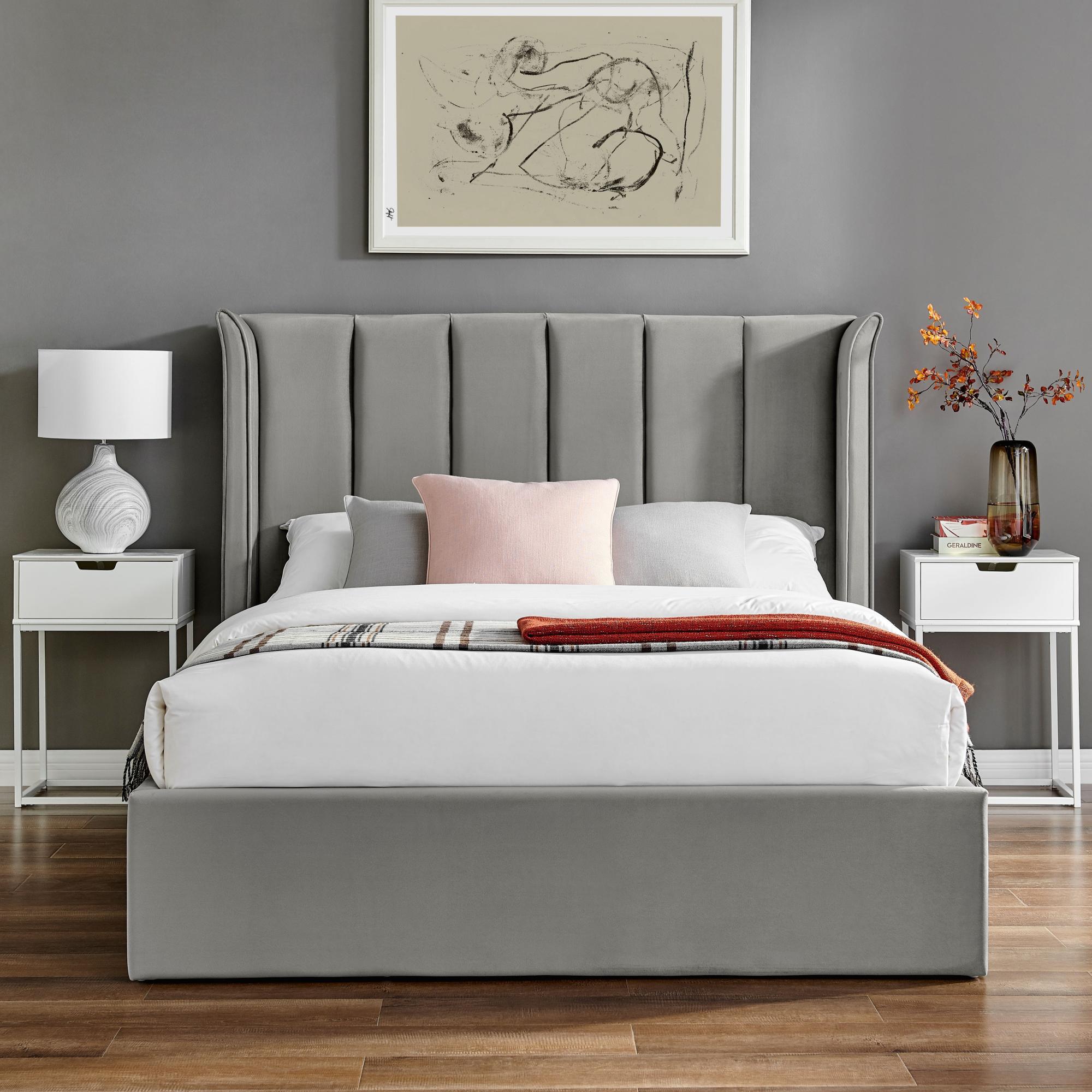 Posey Silver Fabric Ottoman Bed - Sizes Available
