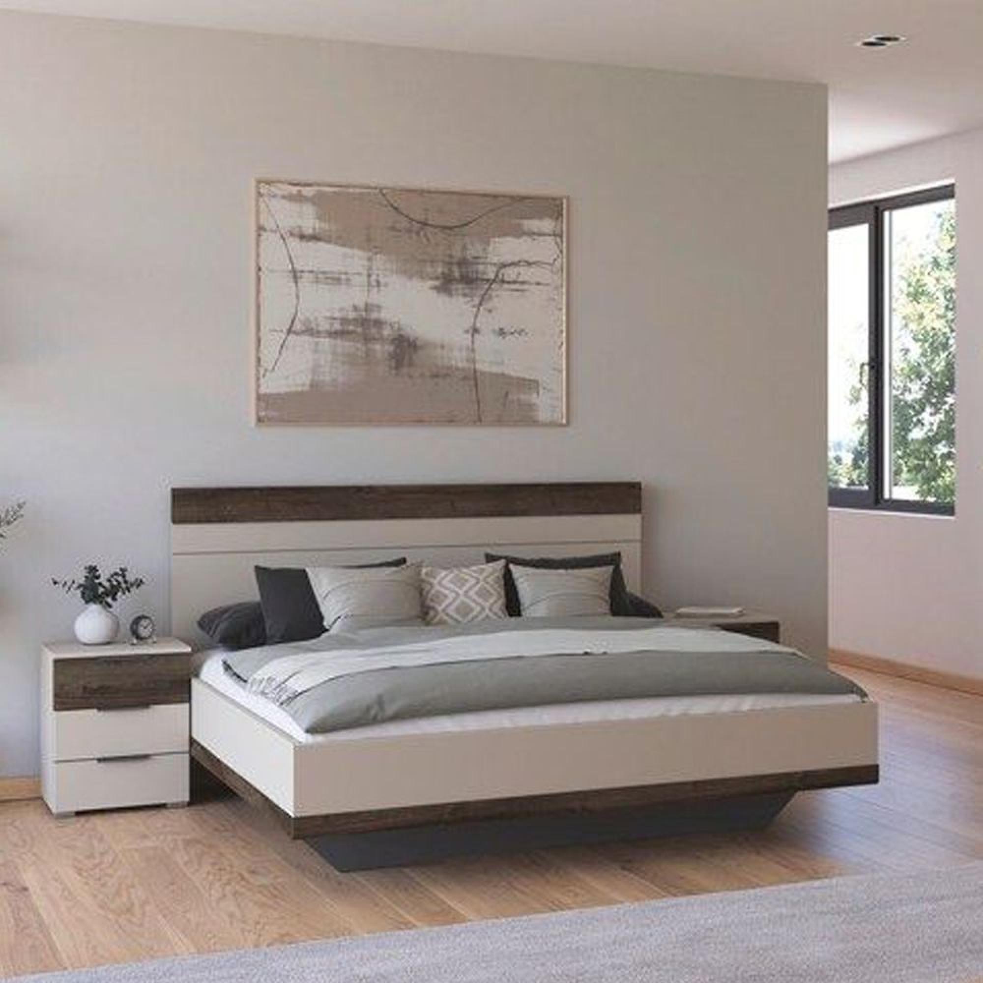 Rauch Sajo 5ft King Size Bed with 2 Bedside Cabinet - Champagne and Atlantic Dark Oak