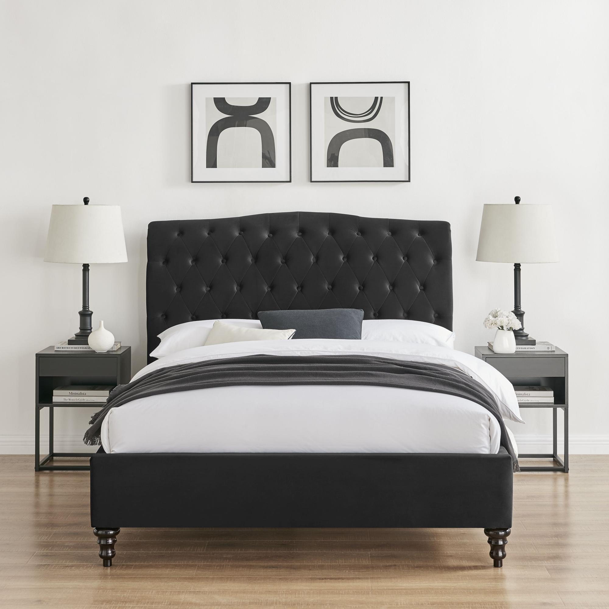 Roma Black Fabric Bed - Sizes Available