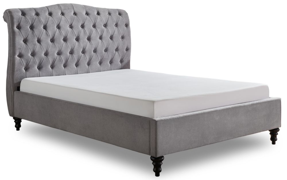 Roma Dark Grey Fabric Bed - Sizes Available