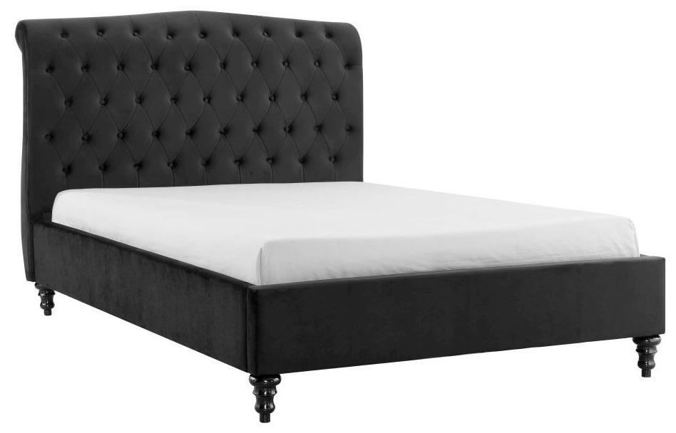 Roma Dark Grey Fabric Bed - Sizes Available
