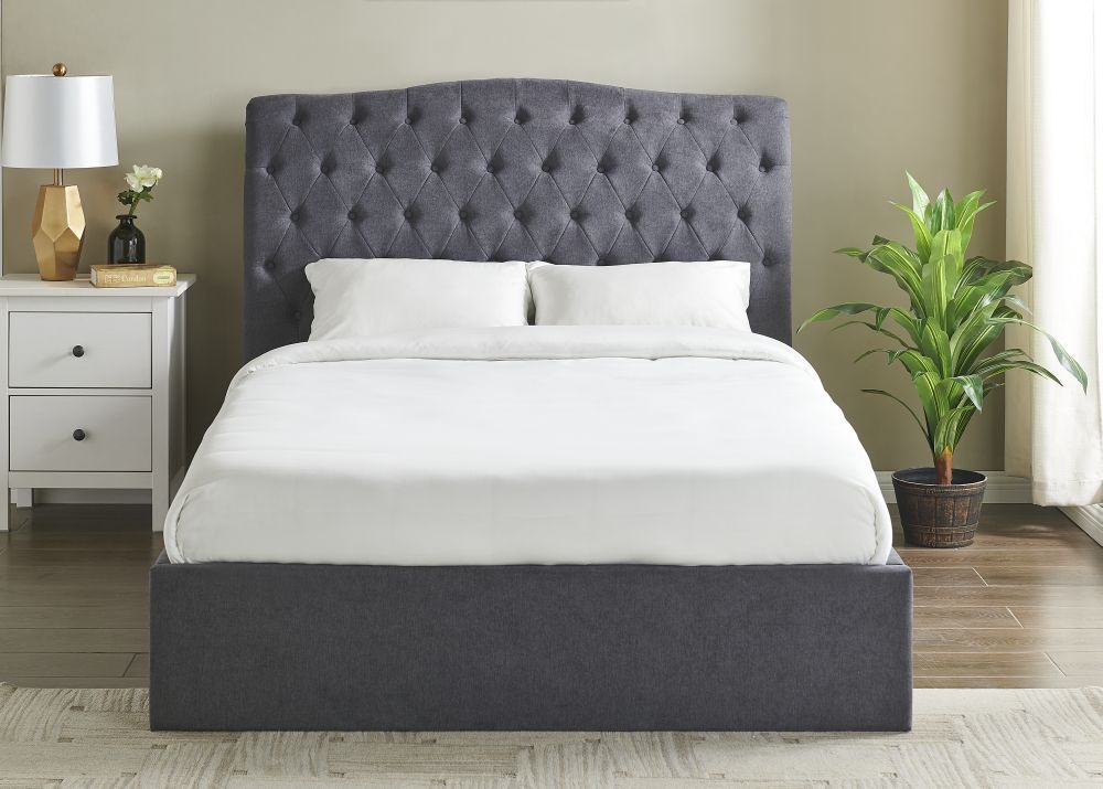 Roma Dark Grey Fabric Ottoman Bed - Sizes Available