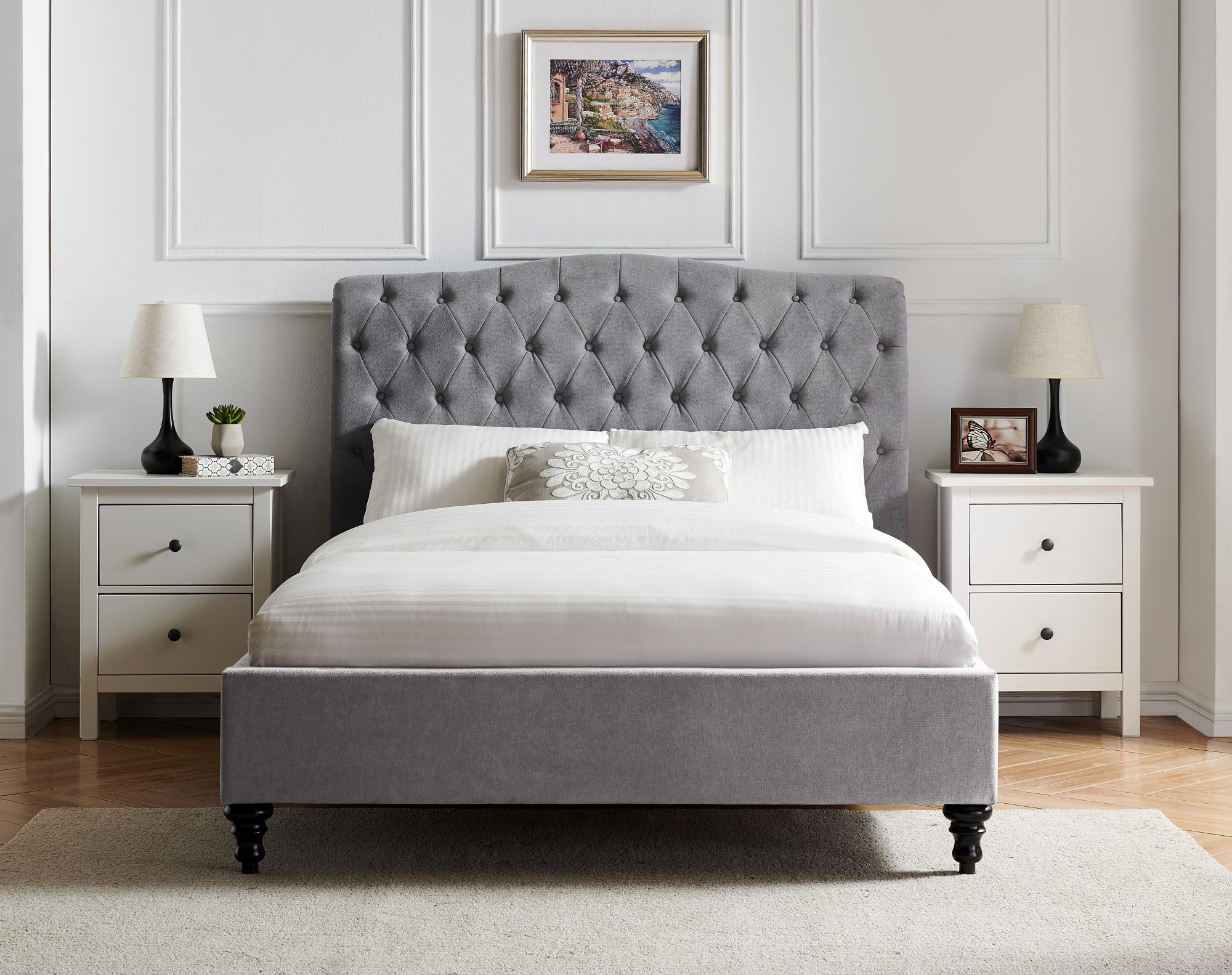 Roma Light Grey Fabric Bed - Sizes Available